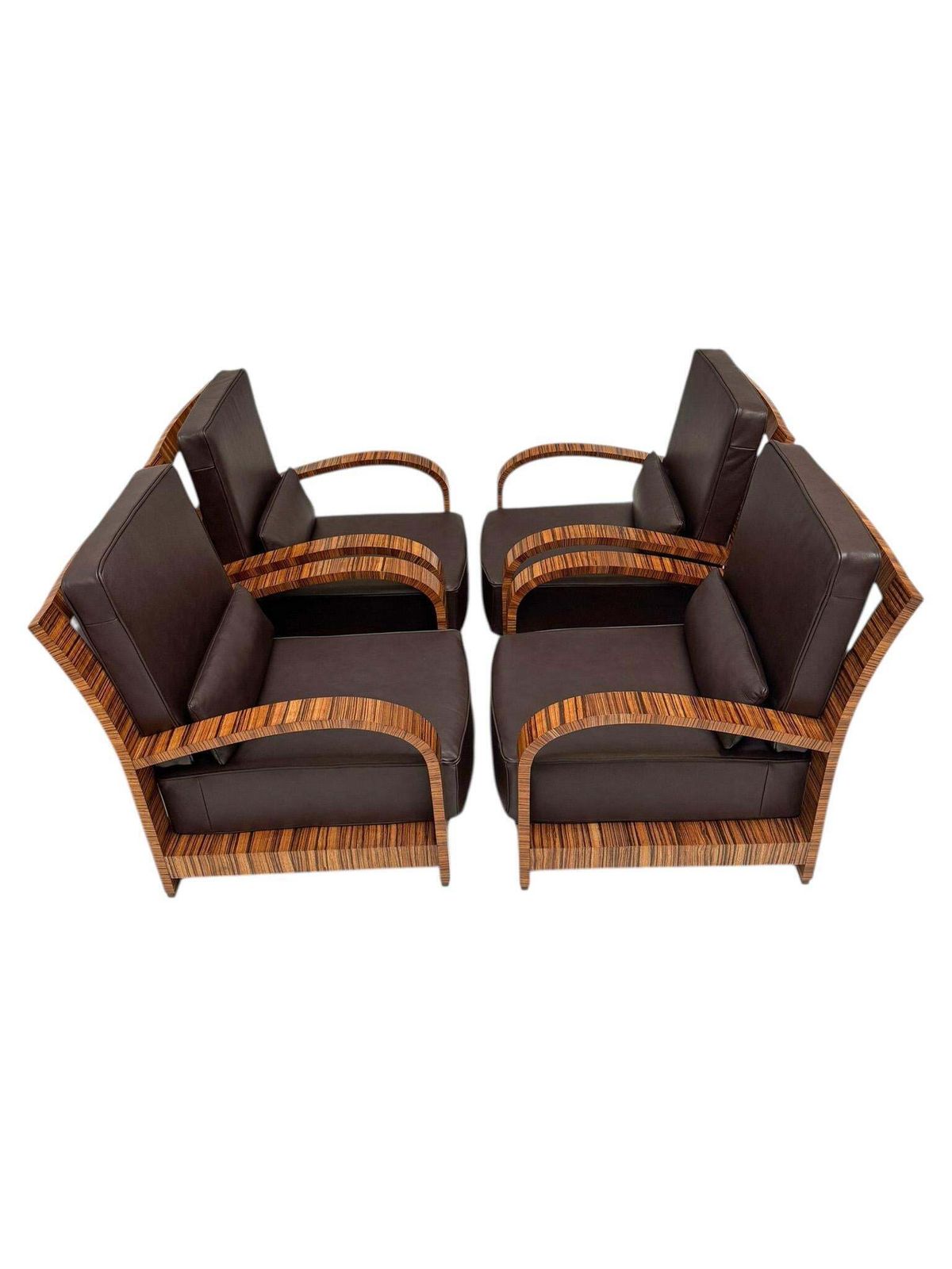 Four Art Deco Lounge Chairs With Leather Cushions France, 1930s photo 21213.0