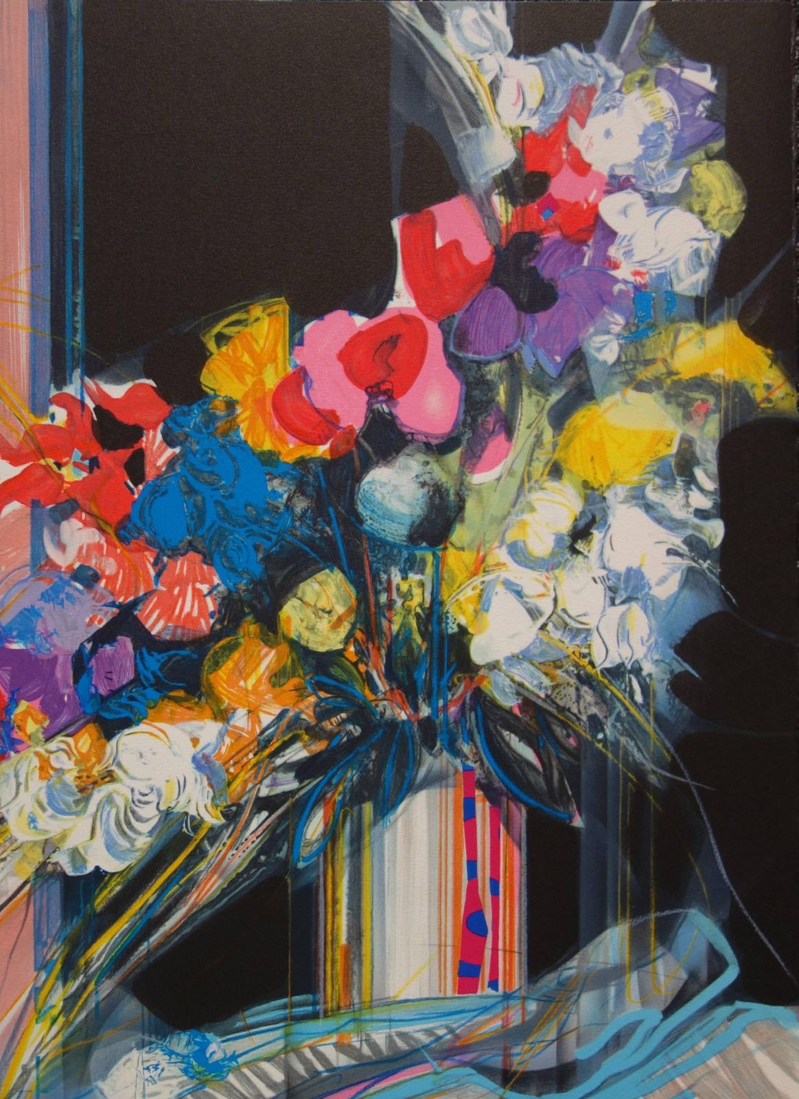 Jean Baptiste Valadieflowers Blue, White & Red   Original Handsigned Lithograph photo for sale