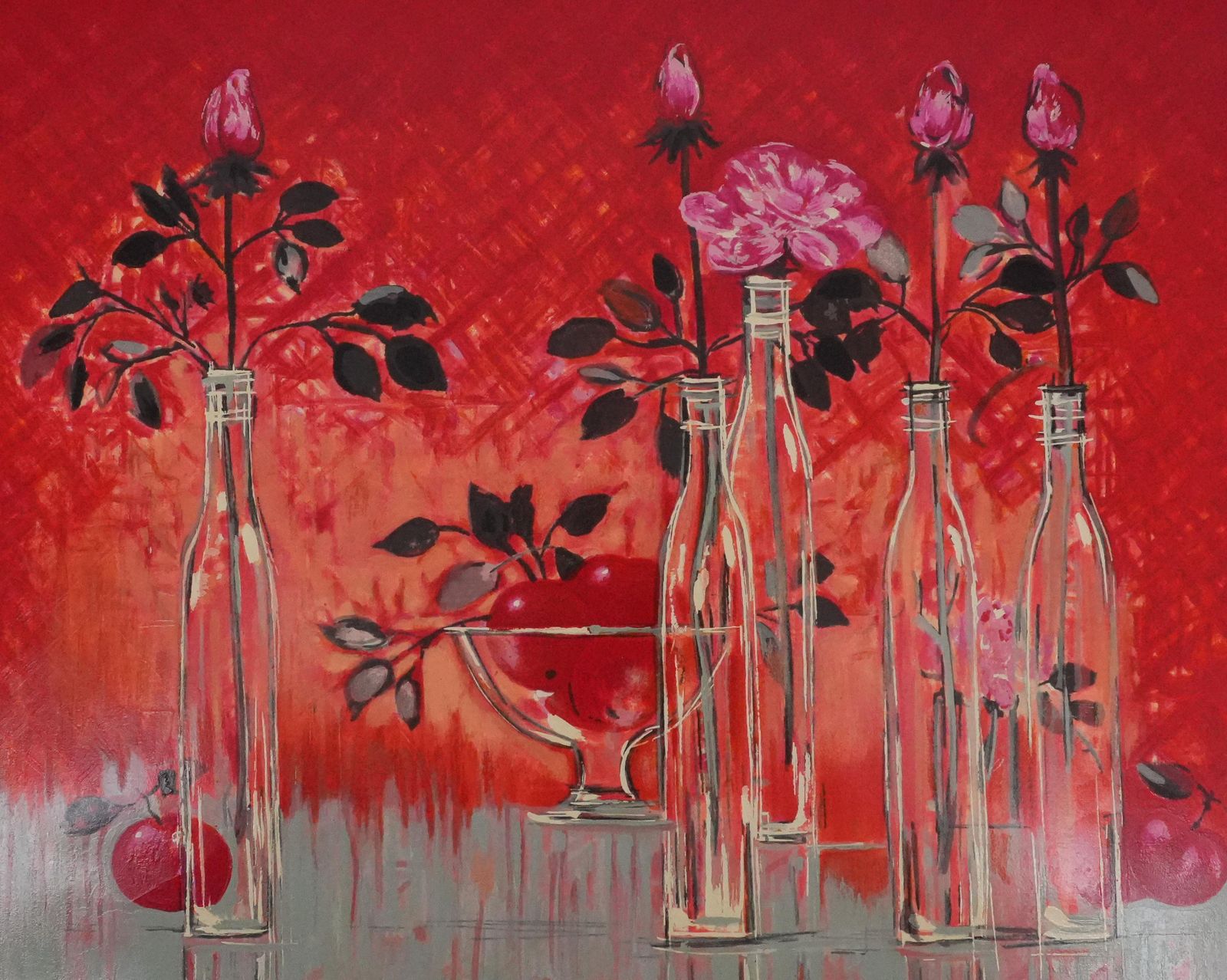 Michel Henrystill Life With A Red Background   Original Handsigned Screenprint photo Art