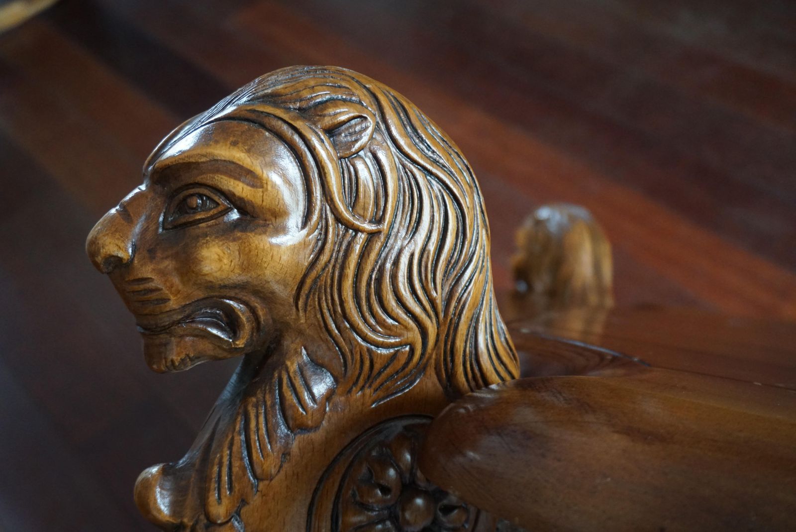 4889.0 Rustic Elegance Hand Carved Lion Leg Coffee Table, France Or Italy, Circa 1940s photo