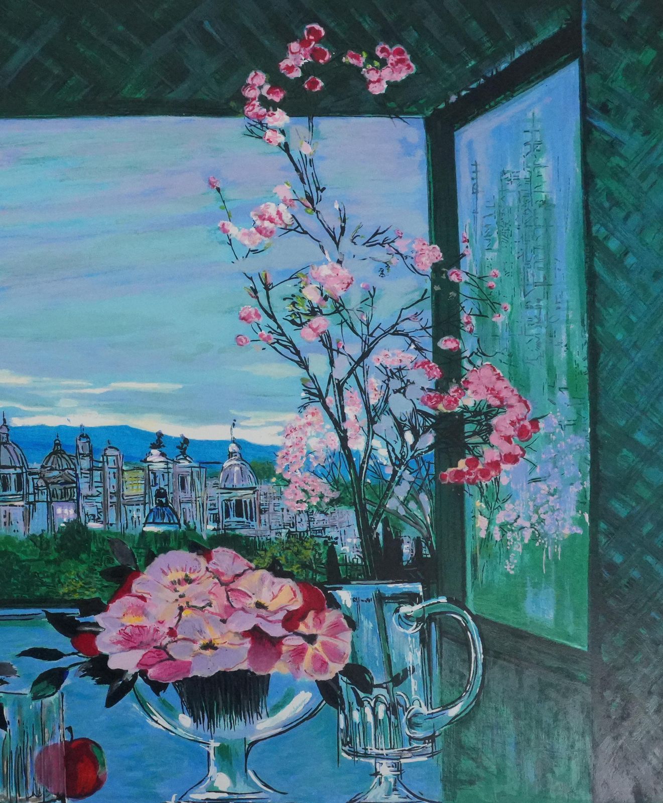 Michel Henrystill Life Overlooking The City   Original Handsigned Screenprint photo 150.0