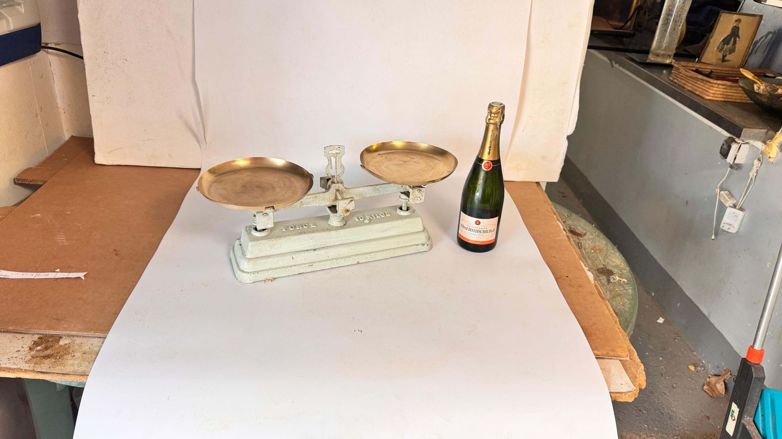 Antiques French Scale France 20th Wrought Iron And Brass Green And Gold Colors photo furniture