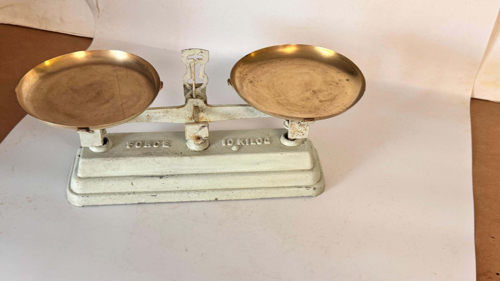 Antiques French Scale France 20th Wrought Iron And Brass Green And Gold Colors photo vinterior