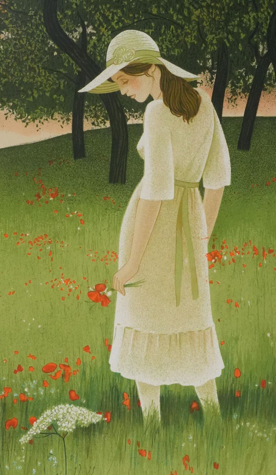 Yves Gannein The Poppy Field   Original Lithograph Signed photo Art