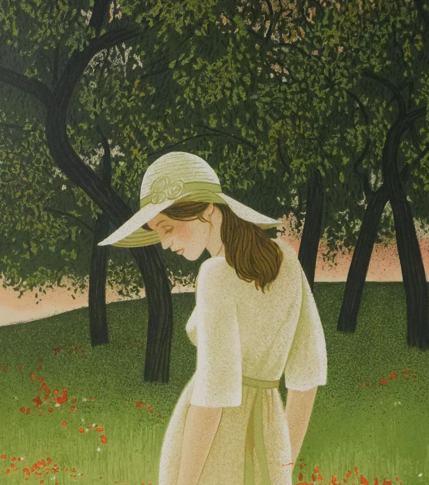 Yves Gannein The Poppy Field   Original Lithograph Signed photo 130.0