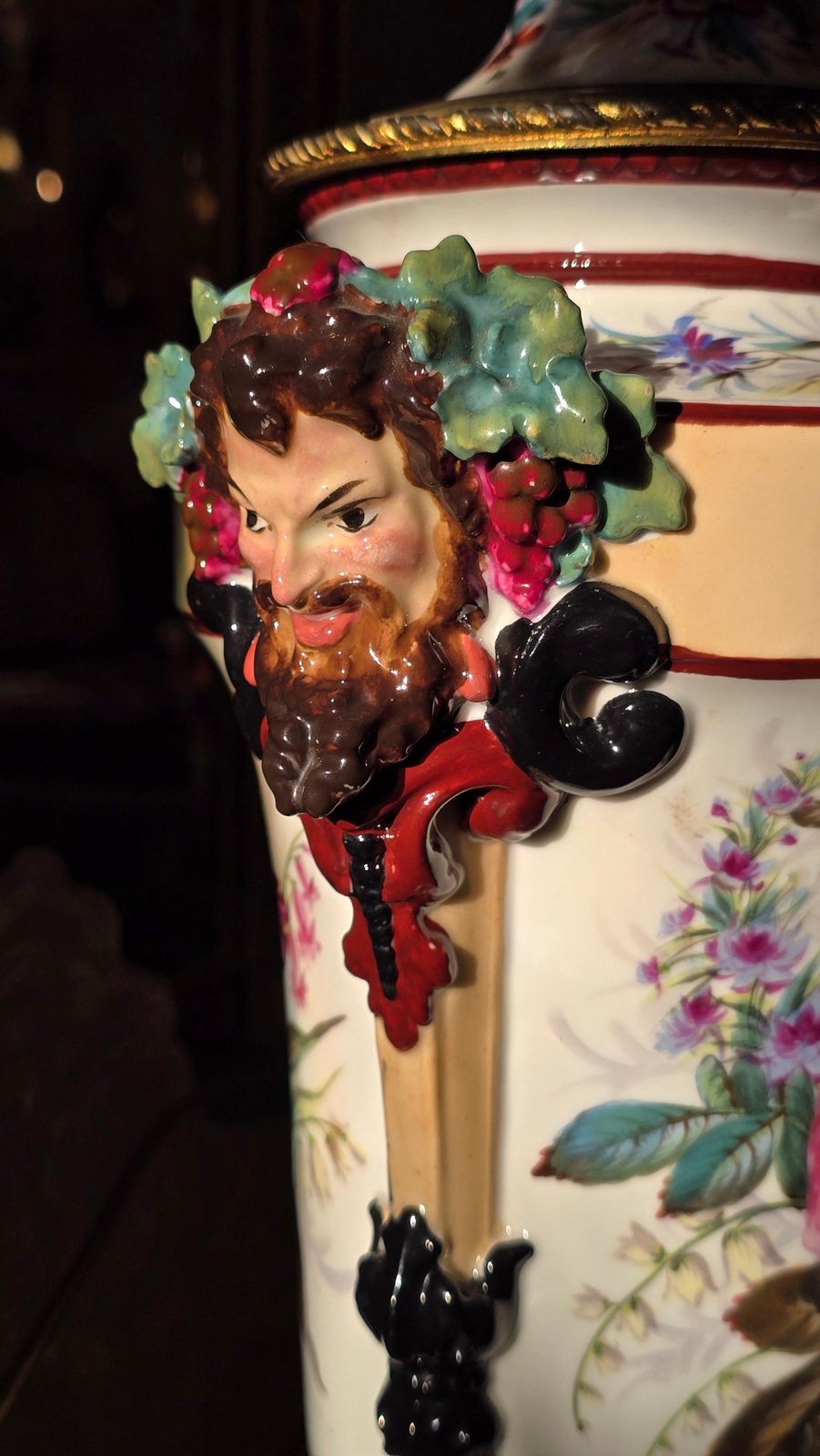 photo buy Porcelain Oil Lamps Converted To Table Lamps With Bacchus Masks, Circa 1870