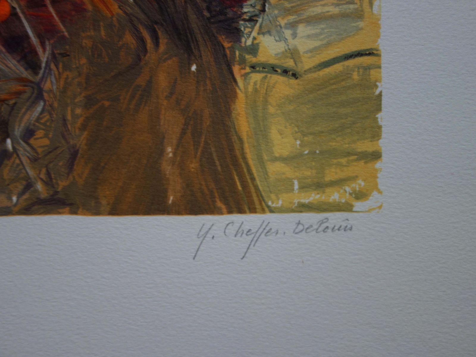 Yvonne Cheffer Delouisreading In The Living Room   Original Handsigned Lithograph photo furniture