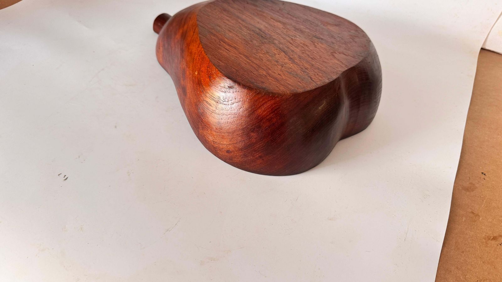 478.0 1970s French Wooden Pear Shaped Fruit Basket – Dark Patina Decorative Bowl photo