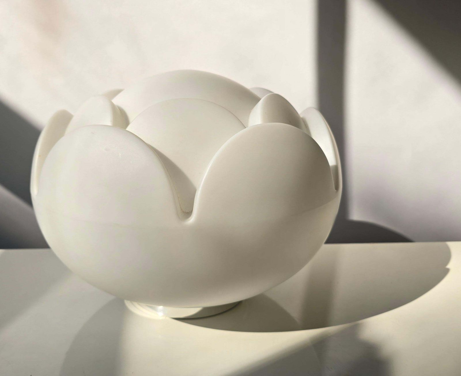 Peill + Putzler "Artichoke" White Opaline Glass Table Lamp, Germany, 1970s photo furniture