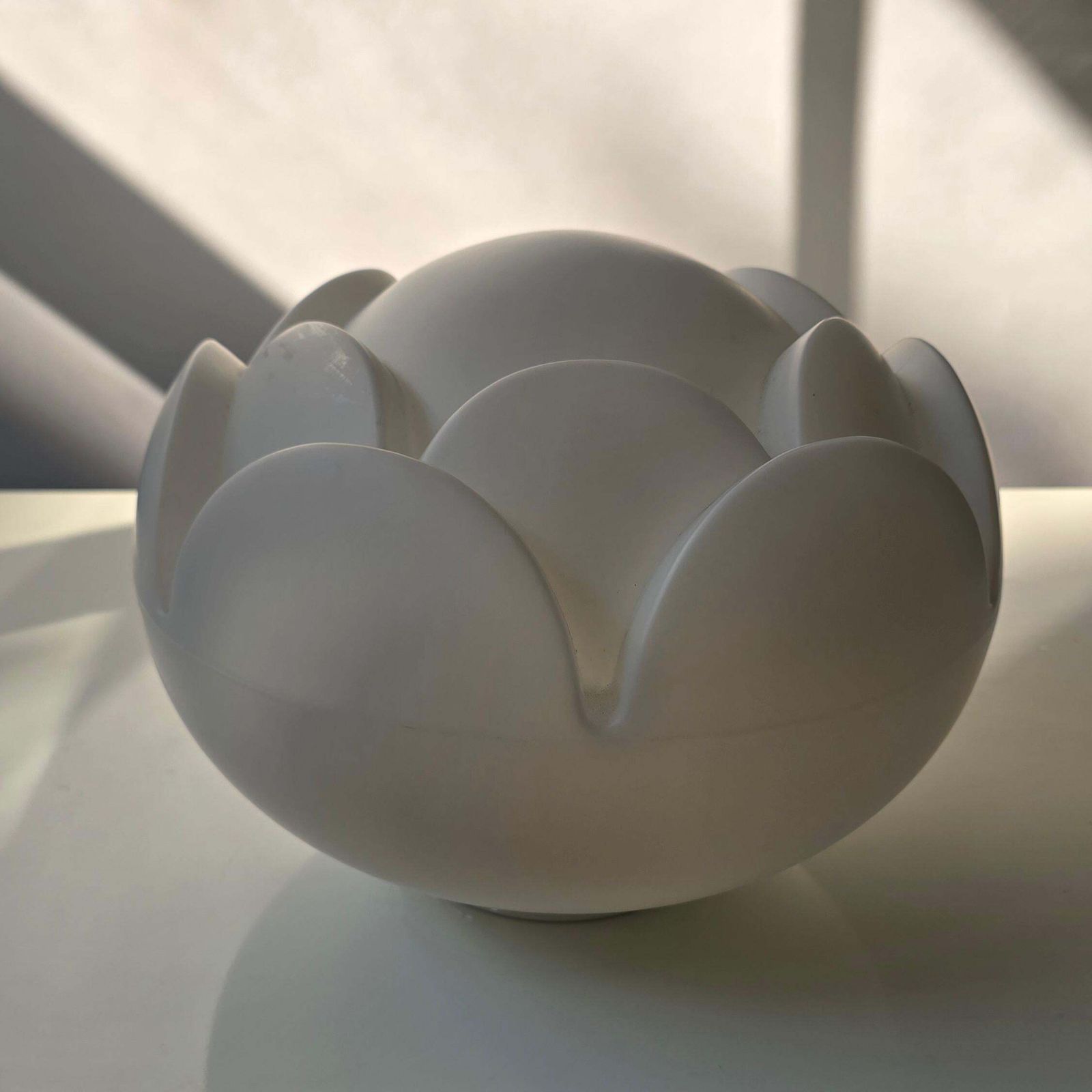 Peill + Putzler "Artichoke" White Opaline Glass Table Lamp, Germany, 1970s photo buy