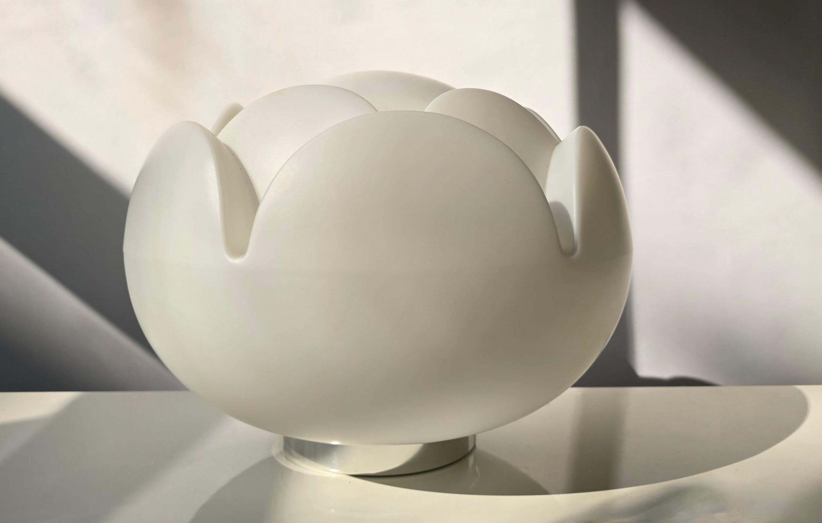 Peill + Putzler "Artichoke" White Opaline Glass Table Lamp, Germany, 1970s photo vintage