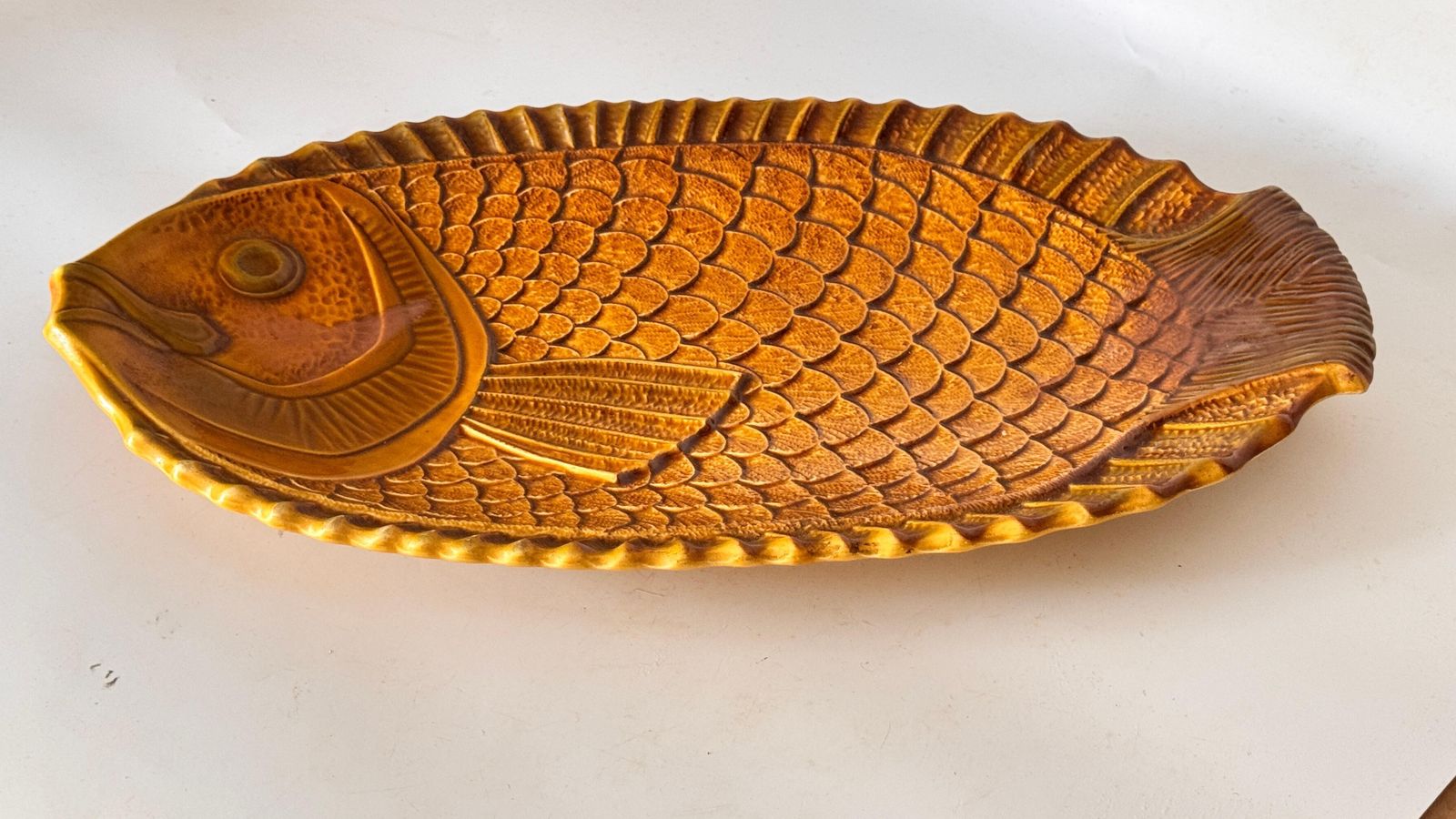 1970s French Ceramic Decorative Dish –Yellow And Brown Glazed Mid Century Design photo Home Decor