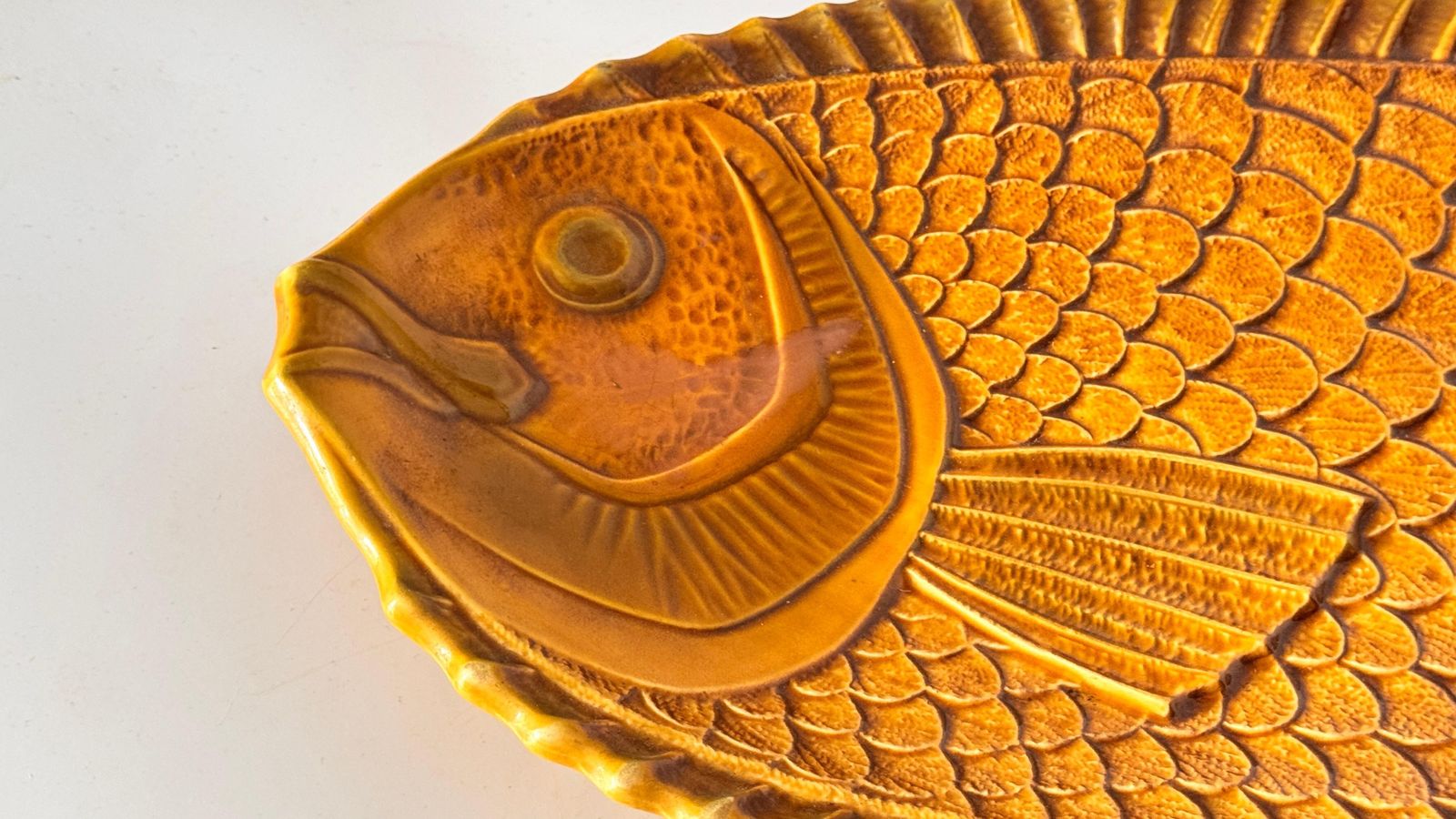 1970s French Ceramic Decorative Dish –Yellow And Brown Glazed Mid Century Design photo 468.0