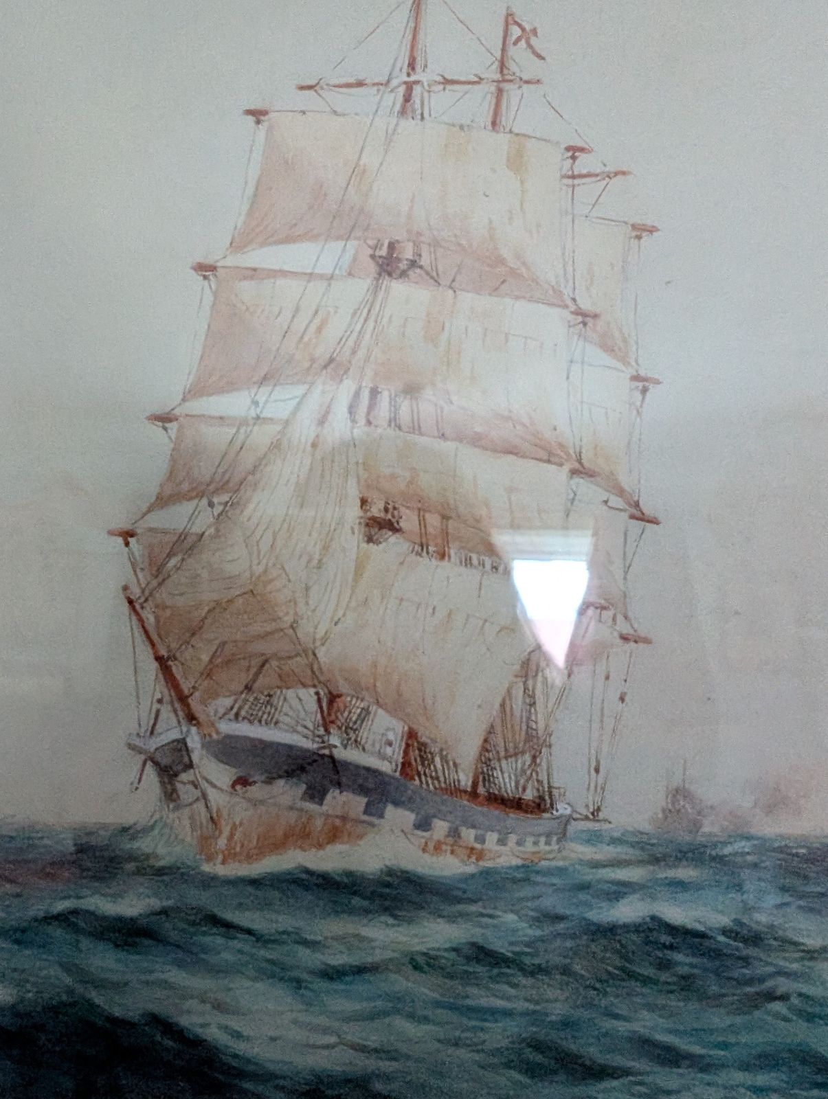 Antique Samuel John Milton Brown Framed Watercolour Painting Homeward Bound Ship photo 600.0