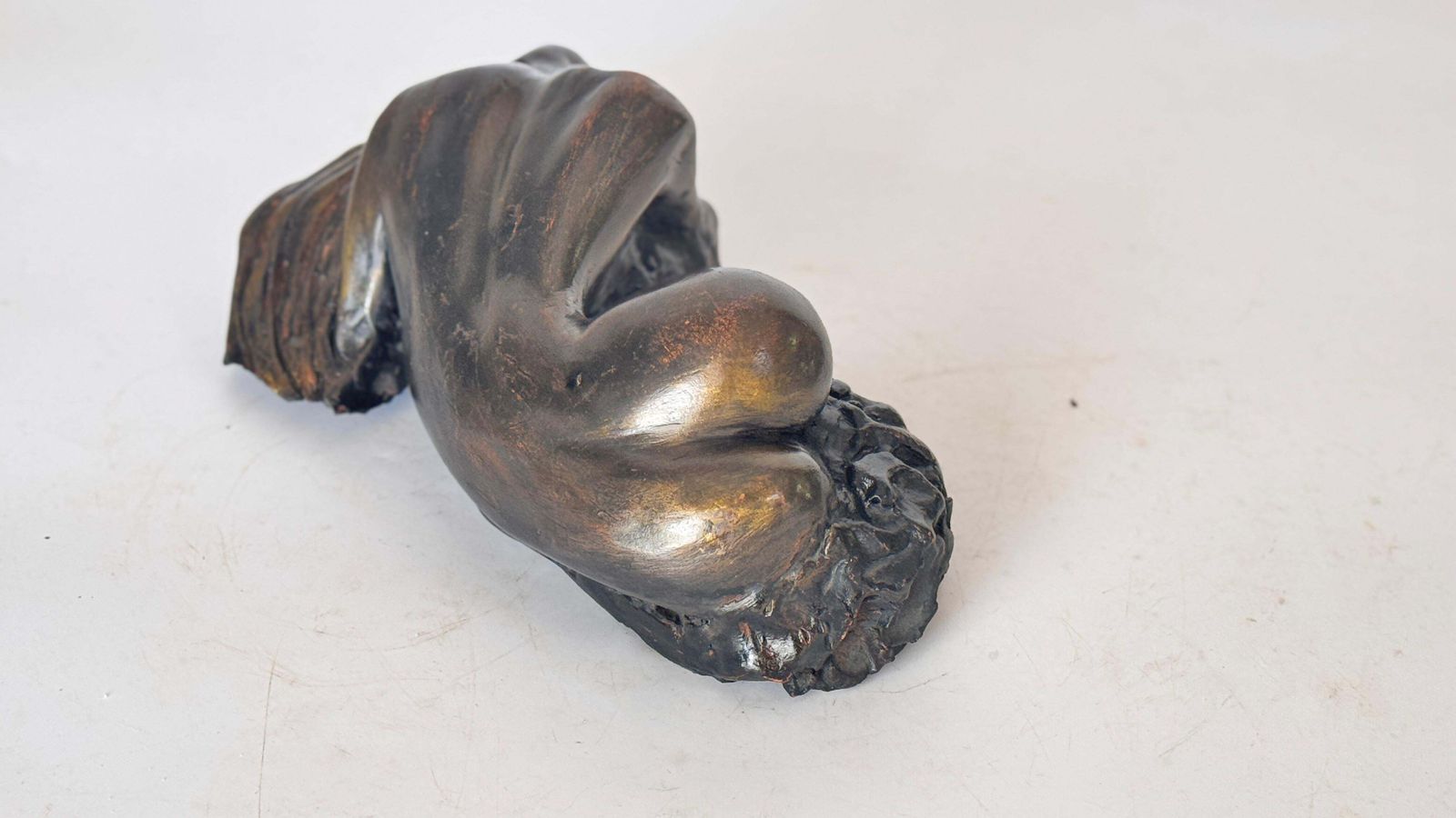 Reclining Female Sculpture – Black Patina – Raw Clay – 1970s photo Art