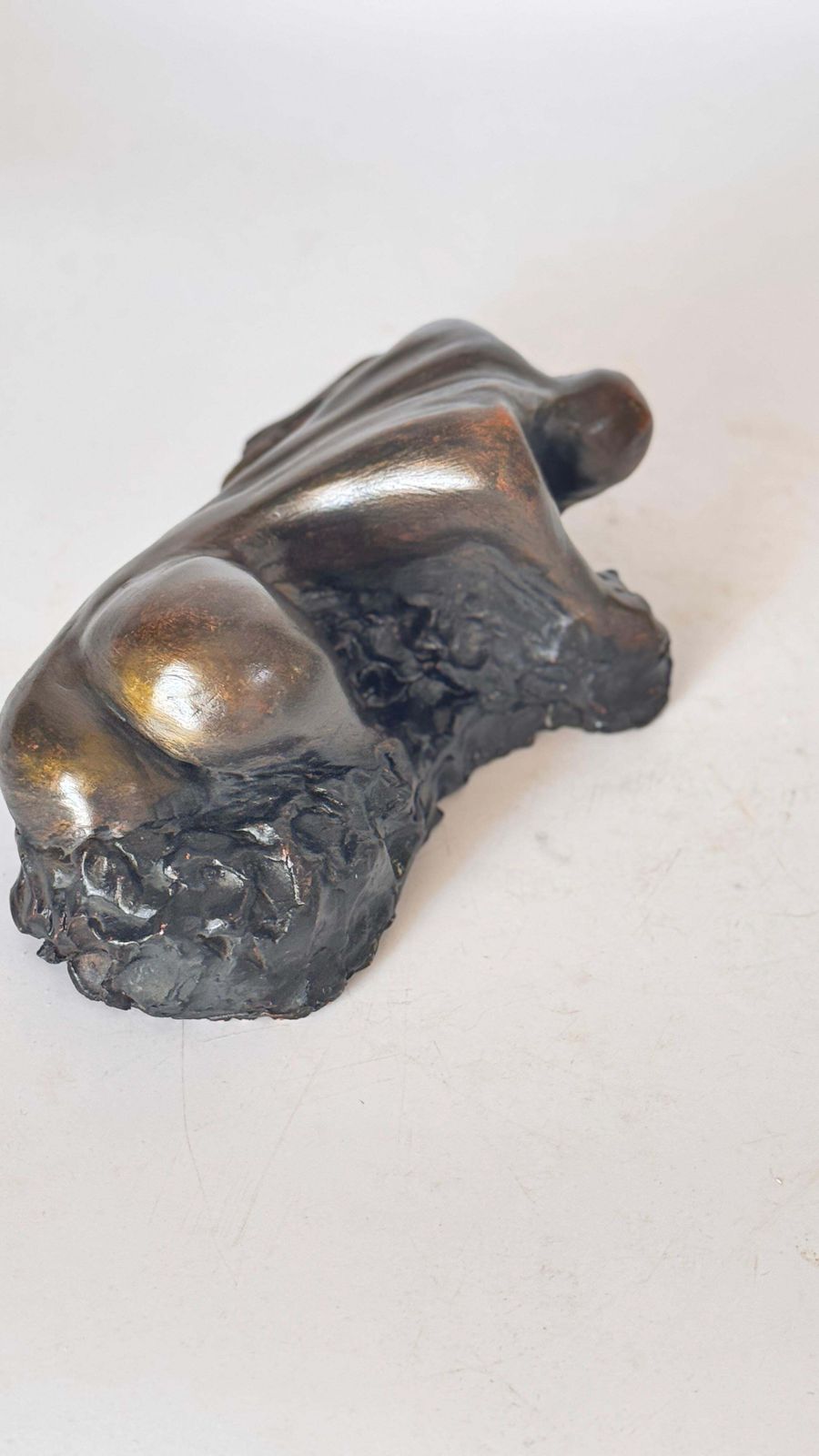 Reclining Female Sculpture – Black Patina – Raw Clay – 1970s photo buy