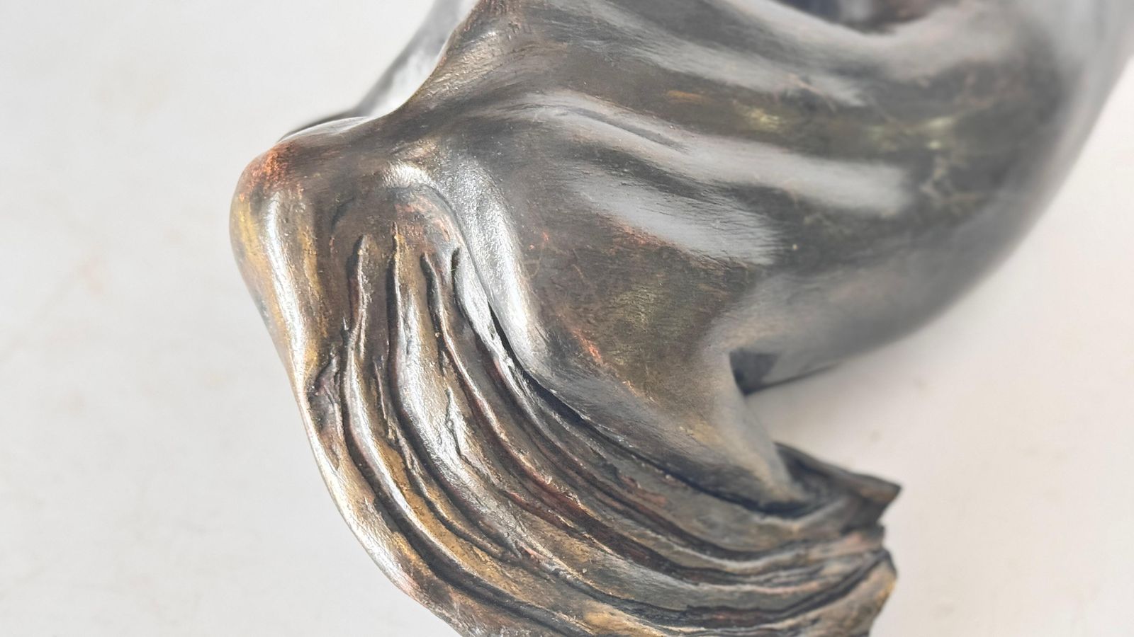 photo for sale Reclining Female Sculpture – Black Patina – Raw Clay – 1970s