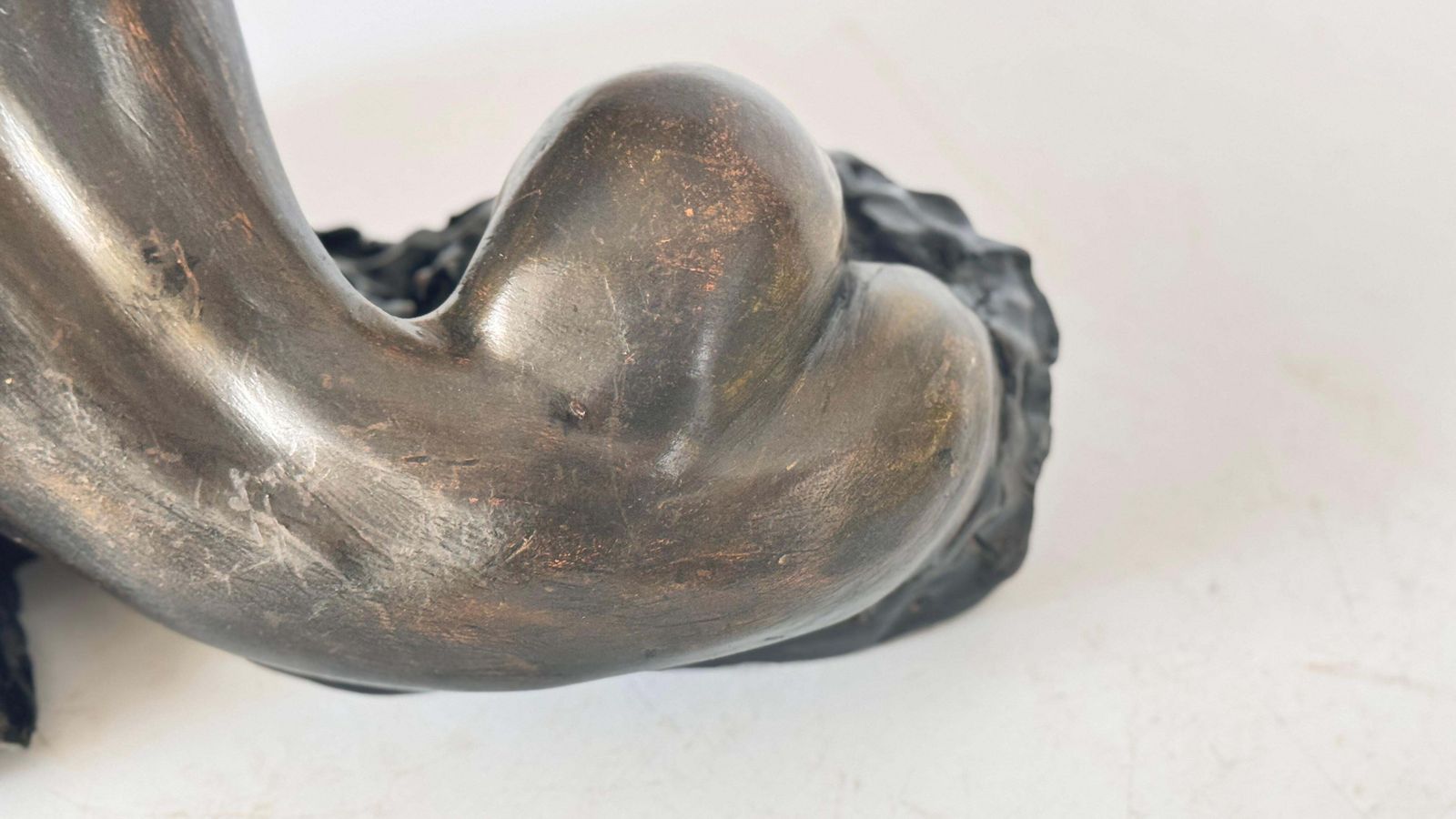 Art Reclining Female Sculpture – Black Patina – Raw Clay – 1970s photo