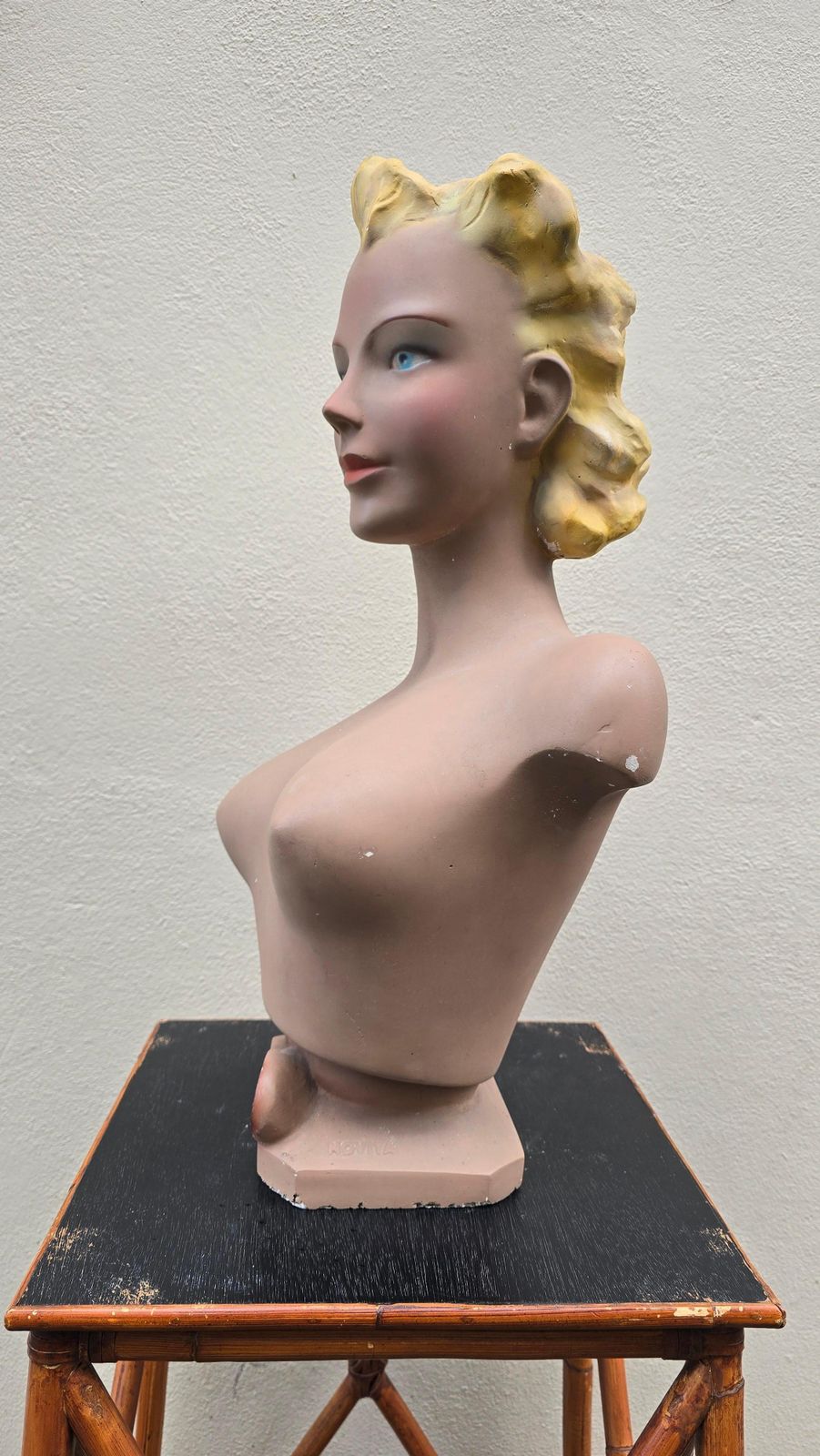 Art Large 1950s Novita Plaster Bust – Art Deco / Hollywood Regency Mannequin Display photo