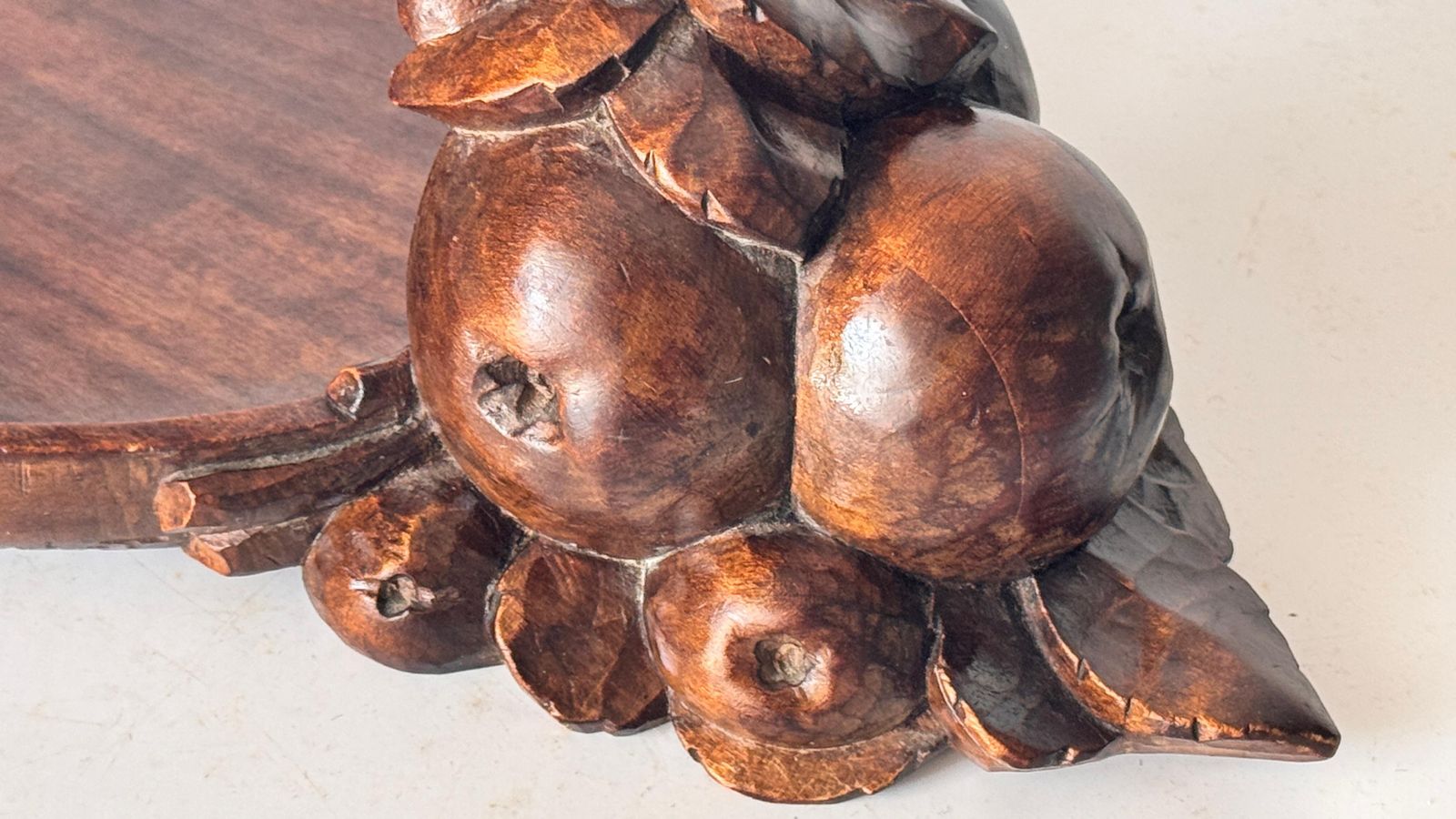 Art Deco Fruit Basket – Hand Carved Wooden Bowl, France, 1930s photo buy