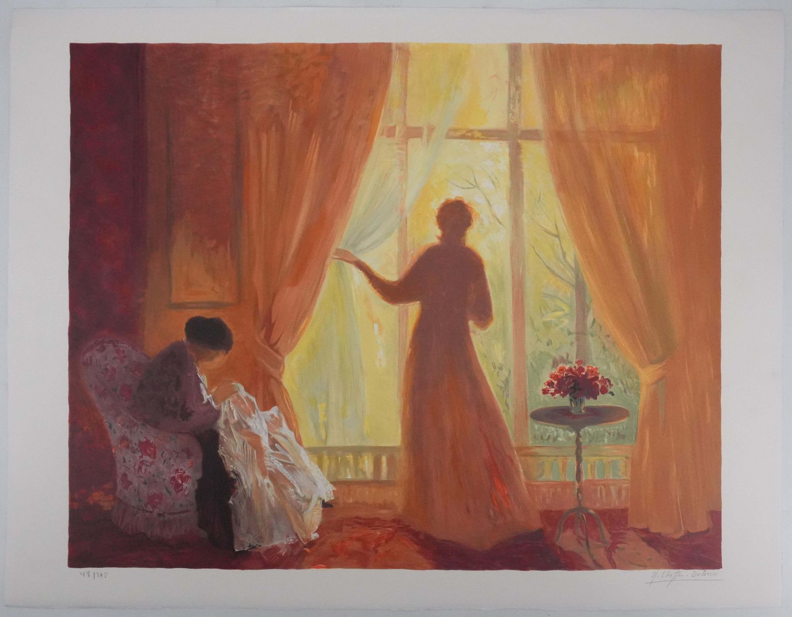 Yvonne Cheffer Delouisorange Interior   Original Handsigned Lithograph