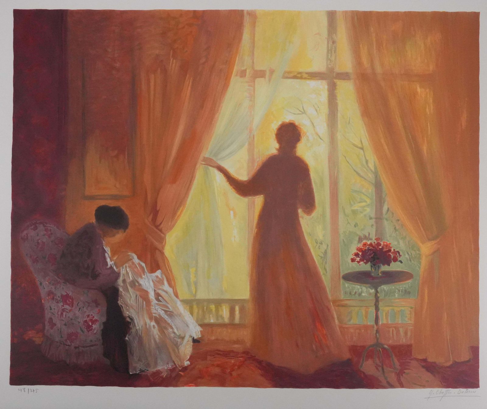 Yvonne Cheffer Delouisorange Interior   Original Handsigned Lithograph photo for sale