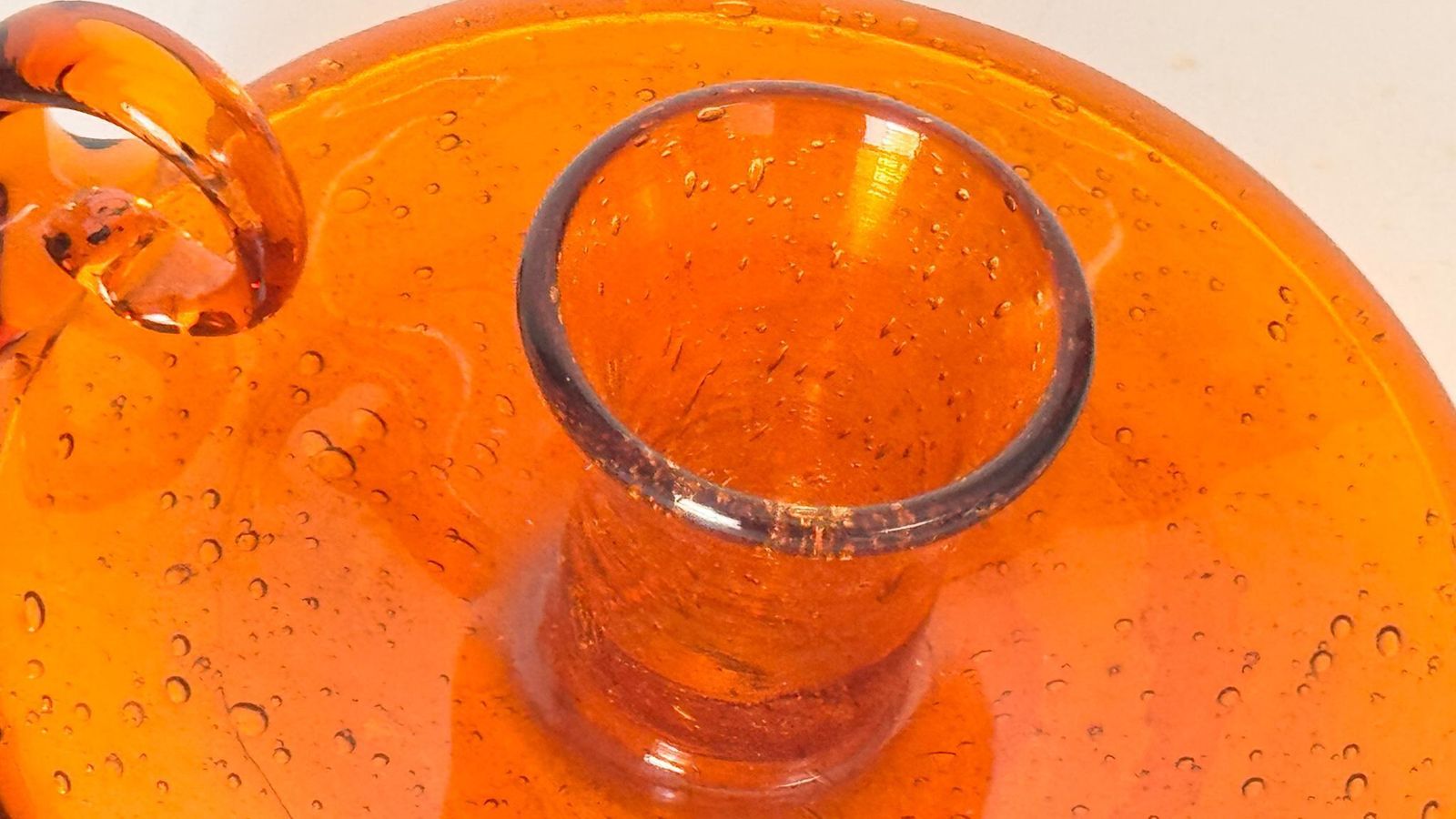 Pair Of Orange Bubble Glass Candle Holders – Biot, France – 1960s photo vinterior