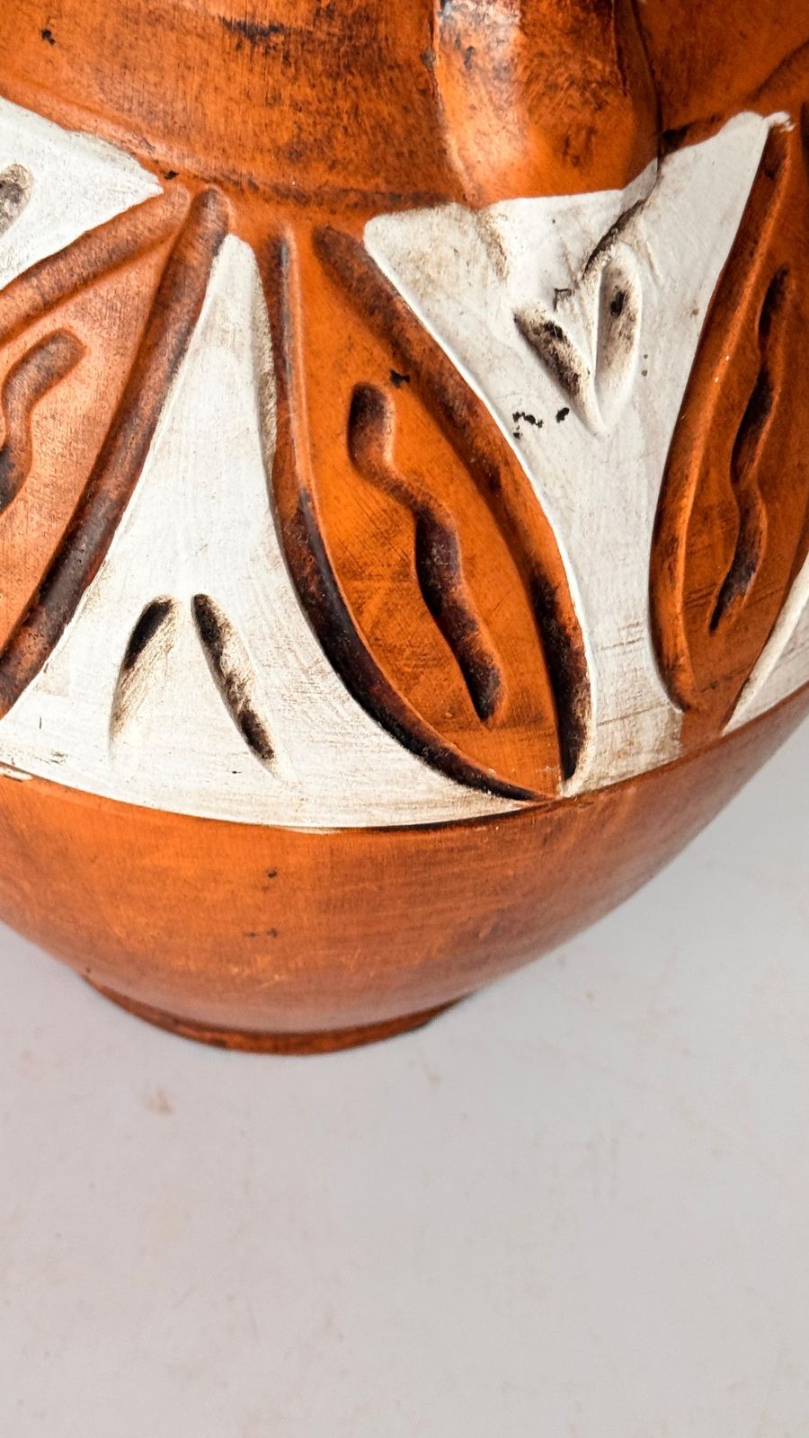 Hand Painted French Ceramic Jug – Tribal Geometric Motifs – 20th Century photo 468.0