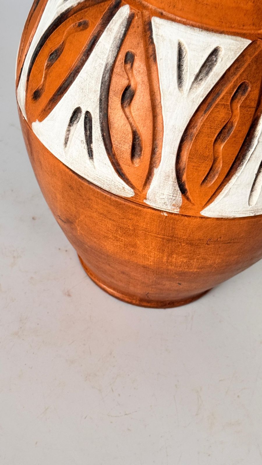 photo furniture Hand Painted French Ceramic Jug – Tribal Geometric Motifs – 20th Century