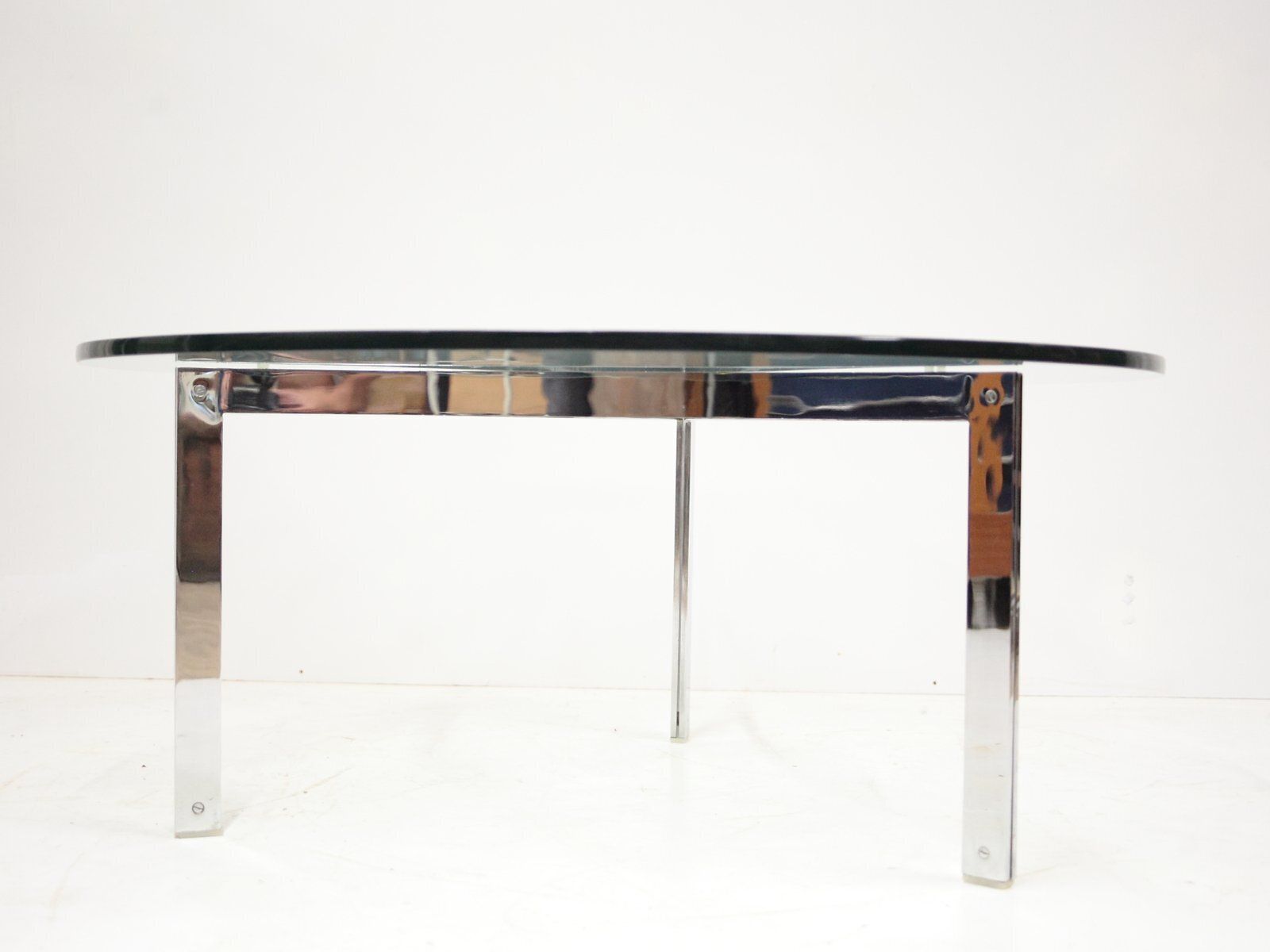 Italian Round Chrome And Glass Coffee Table, 1980s photo Furniture