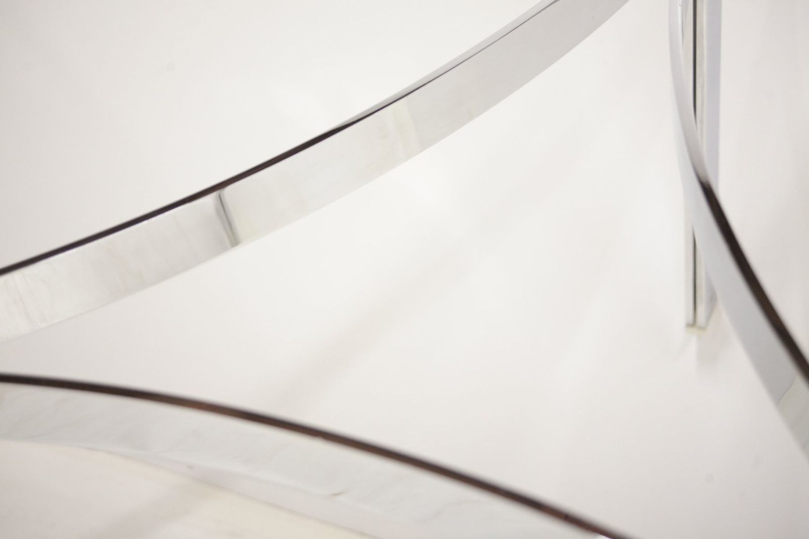 photo for sale Italian Round Chrome And Glass Coffee Table, 1980s