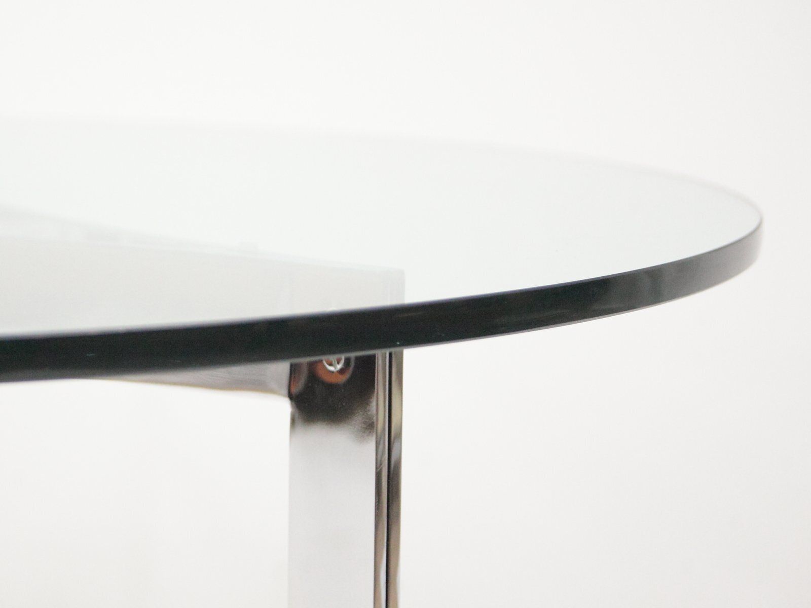 photo vintage Italian Round Chrome And Glass Coffee Table, 1980s