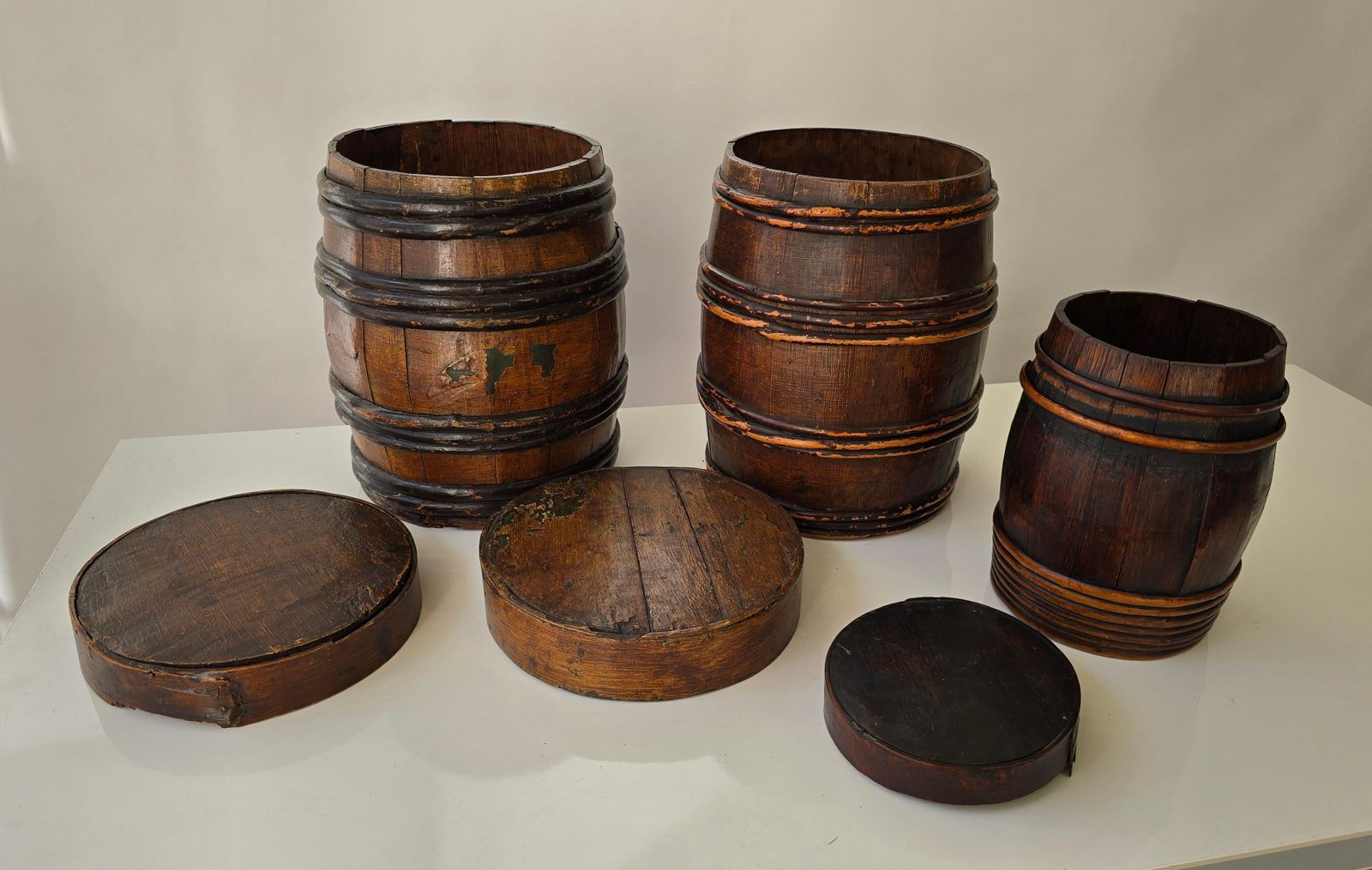 Set Of Three Antique Dutch/Flemish Herring Barrels With Original Inscriptions photo 2828.0