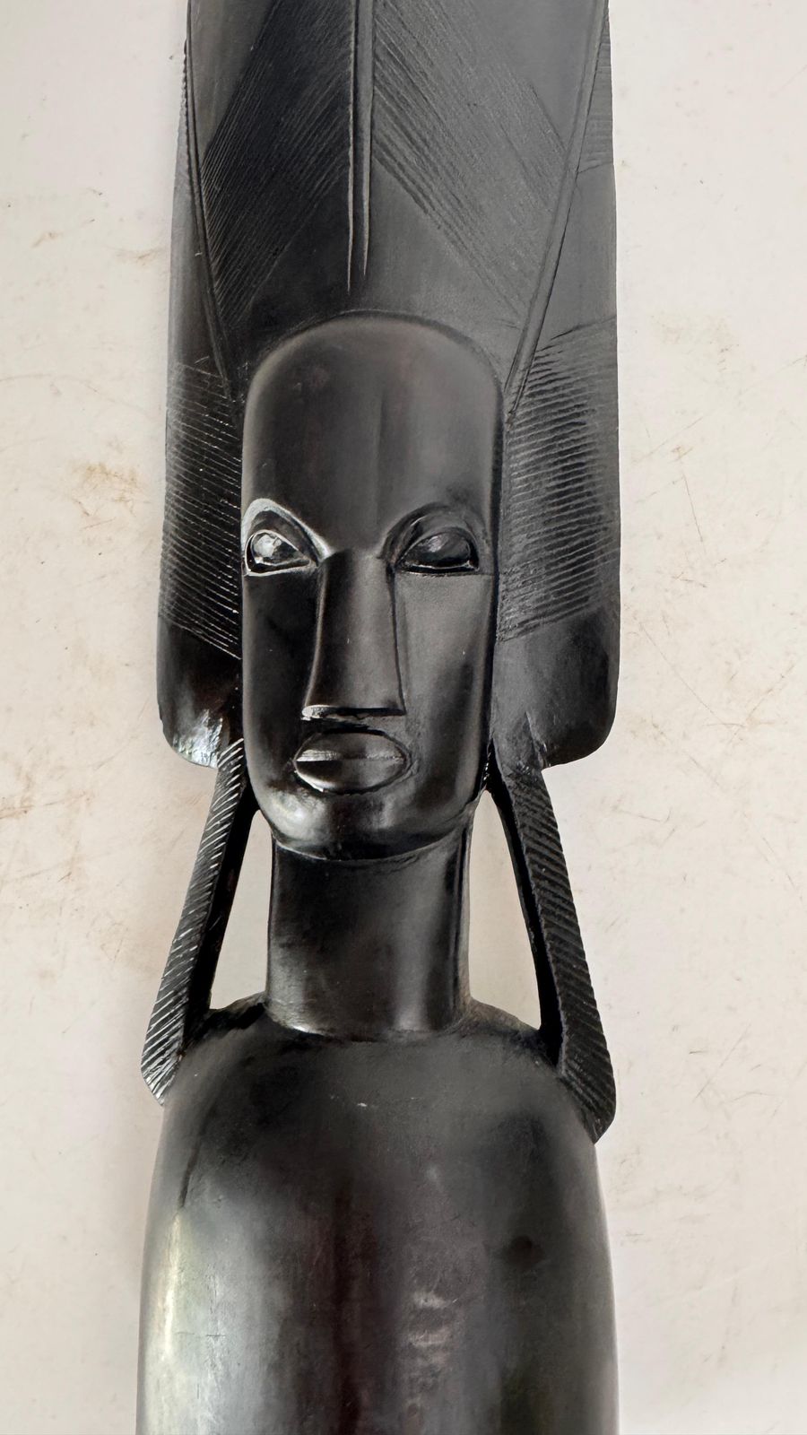 photo for sale African Style Wooden Sculpture Of A Woman With Ritual Headdress – France, 20th