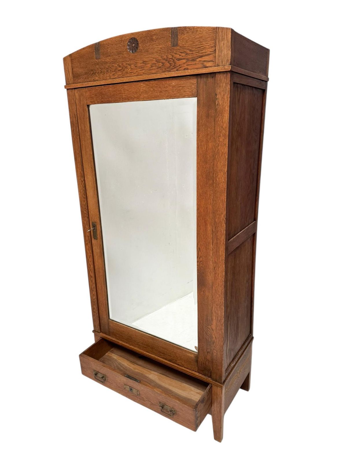 Oak Art Nouveau Armoire Or Wardrobe, 1900s photo for sale