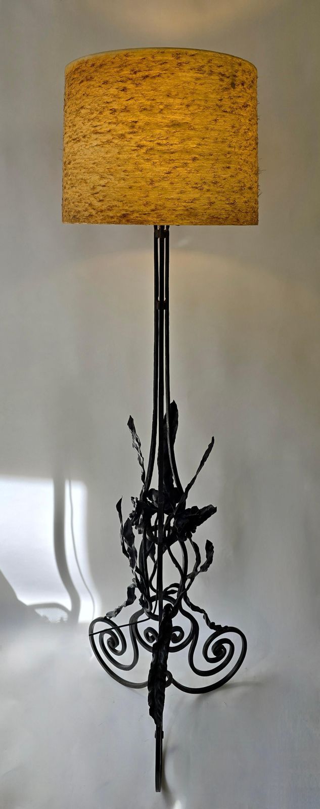 French Art Nouveau Wrought Iron Floor Lamp, Circa 1920 photo Lighting