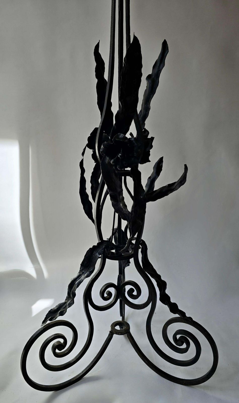 French Art Nouveau Wrought Iron Floor Lamp, Circa 1920 photo vinterior