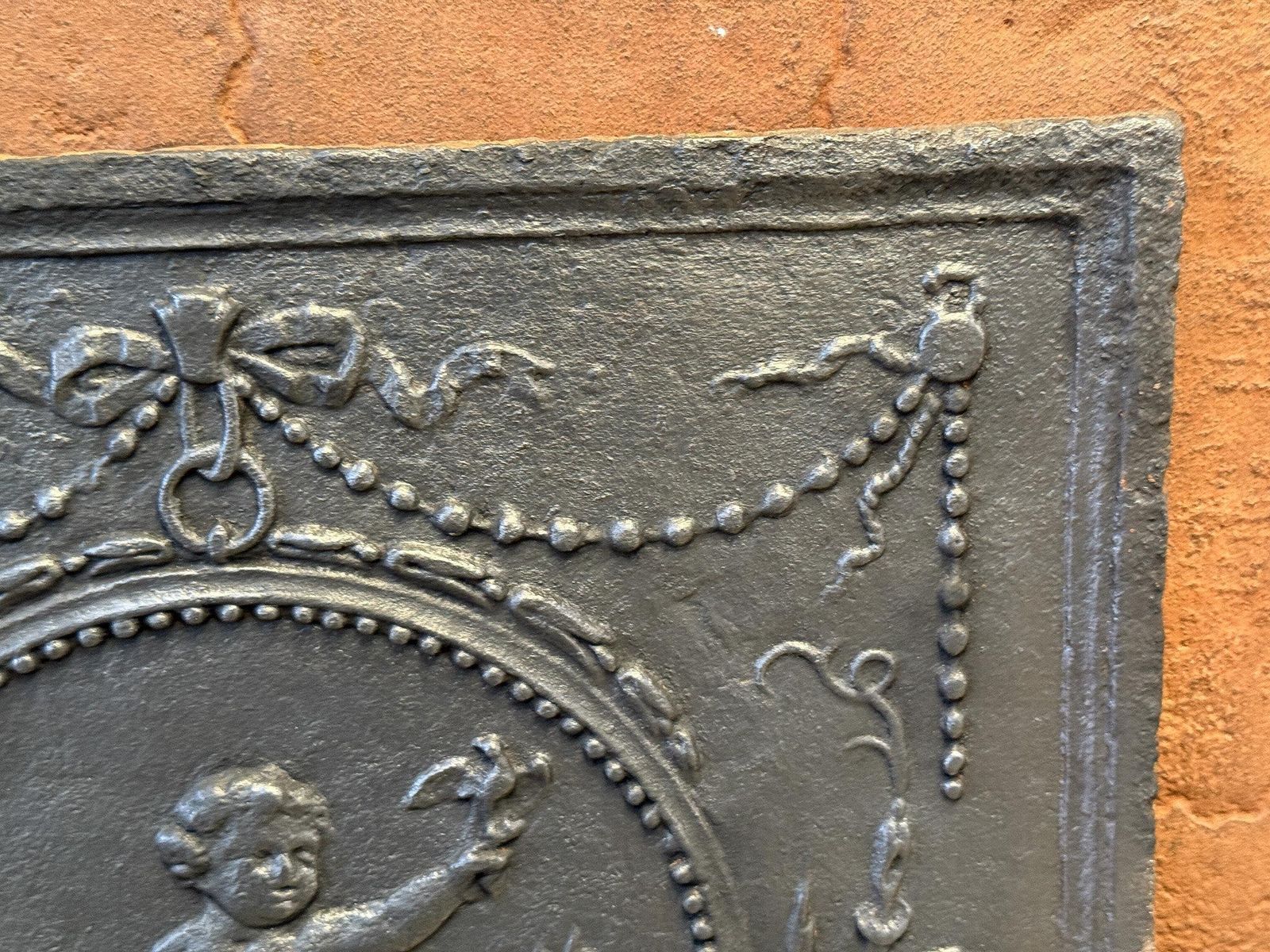 19th Century French 'Cupid' Fireback / Backsplash, Neoclassical Period. photo vintage