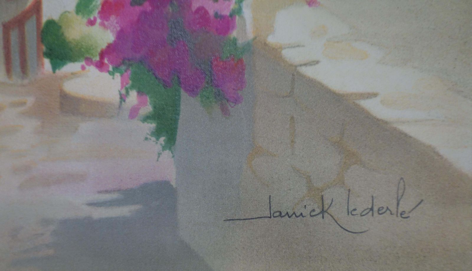 Janick Lederlelittle Street In Santorini   Original Handsigned Lithograph photo furniture