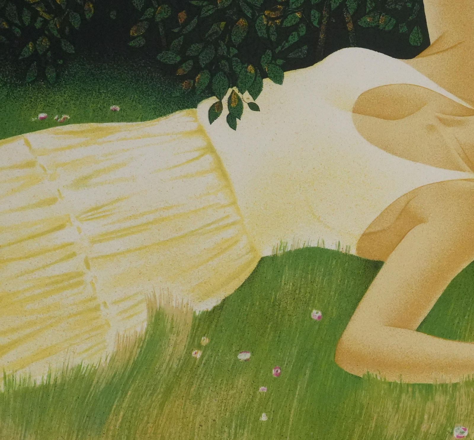 Yves Gannewoman Lying Down Among Poppies   Original Lithograph Signed photo vinterior