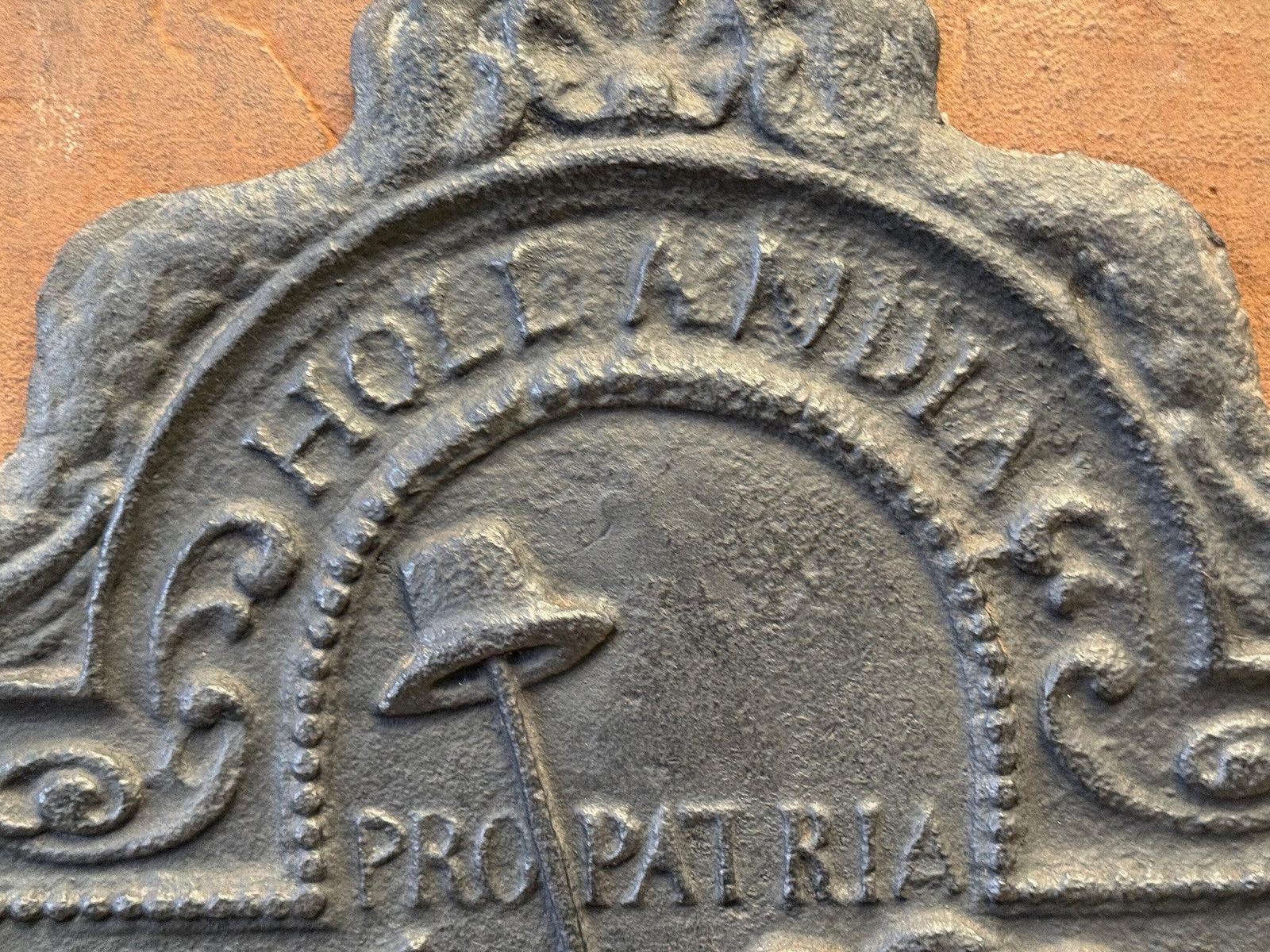 photo for sale Early 19th Century Dutch 'Pro Patria' Fireback / Backsplash, Louis XIII Style