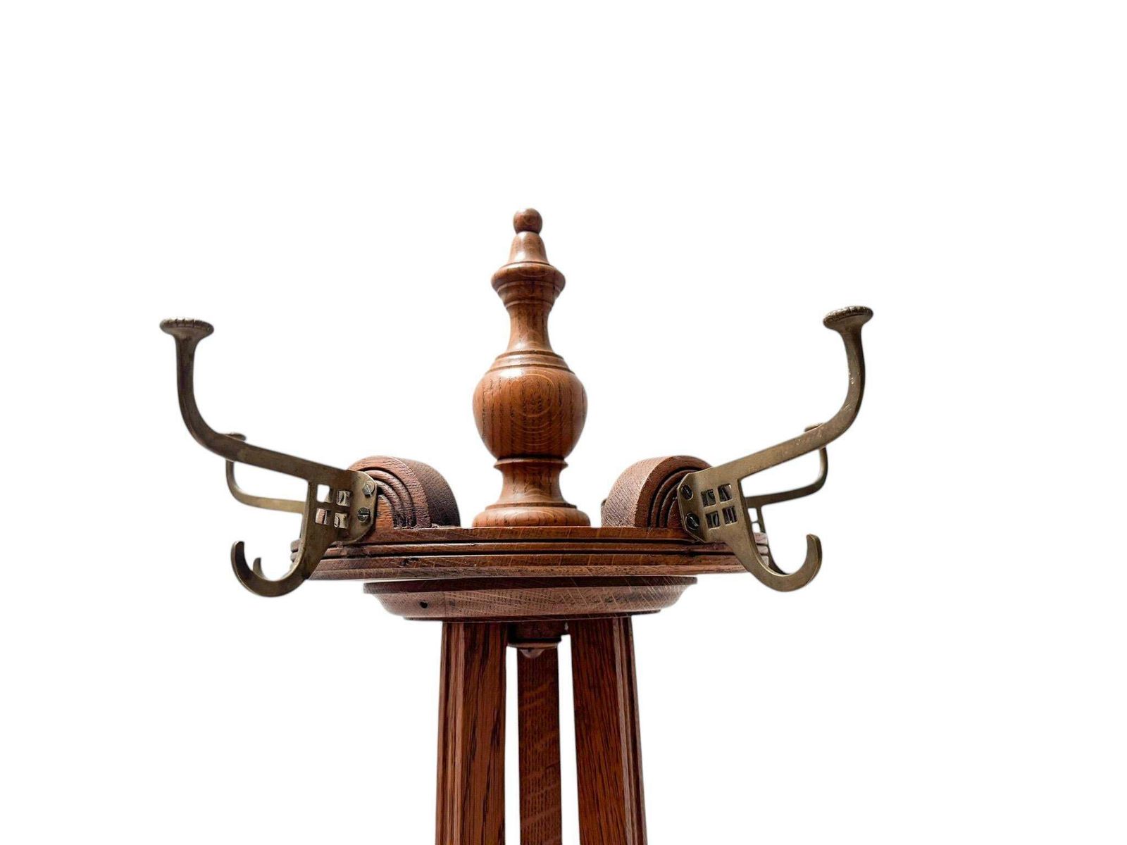 photo for sale Arts & Crafts Coat Stand Or Porte Manteau With Rotating Top, 1900s