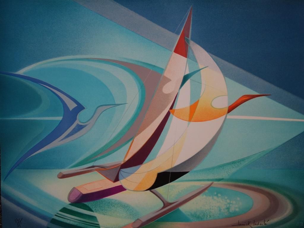 Janick Lederletrimaran, Fantastic Regatta   Original Handsigned Lithograph photo for sale