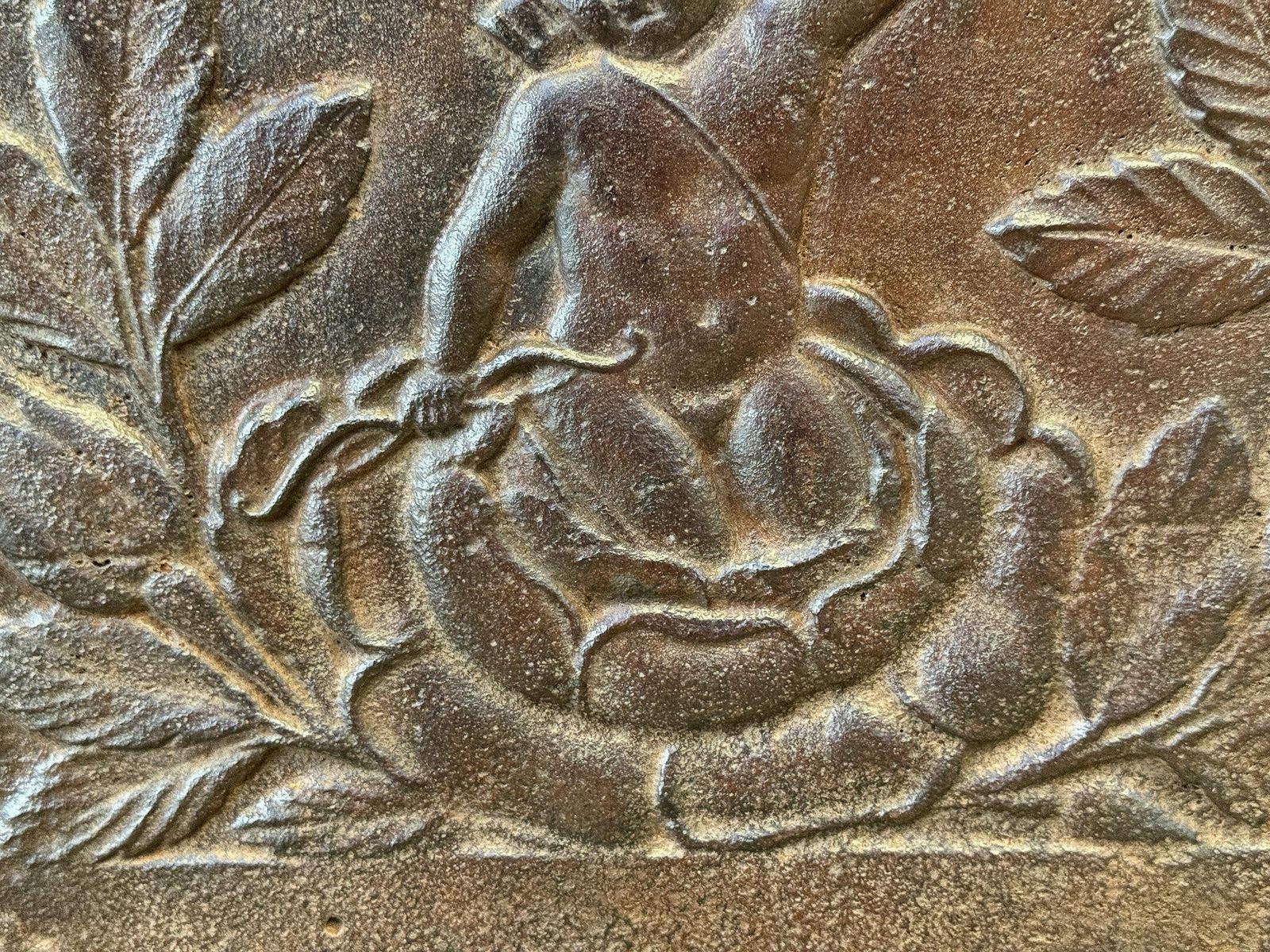 French 'Cupid' Fireback / Backsplash, 19th Century, Napoleon III Period photo vinterior