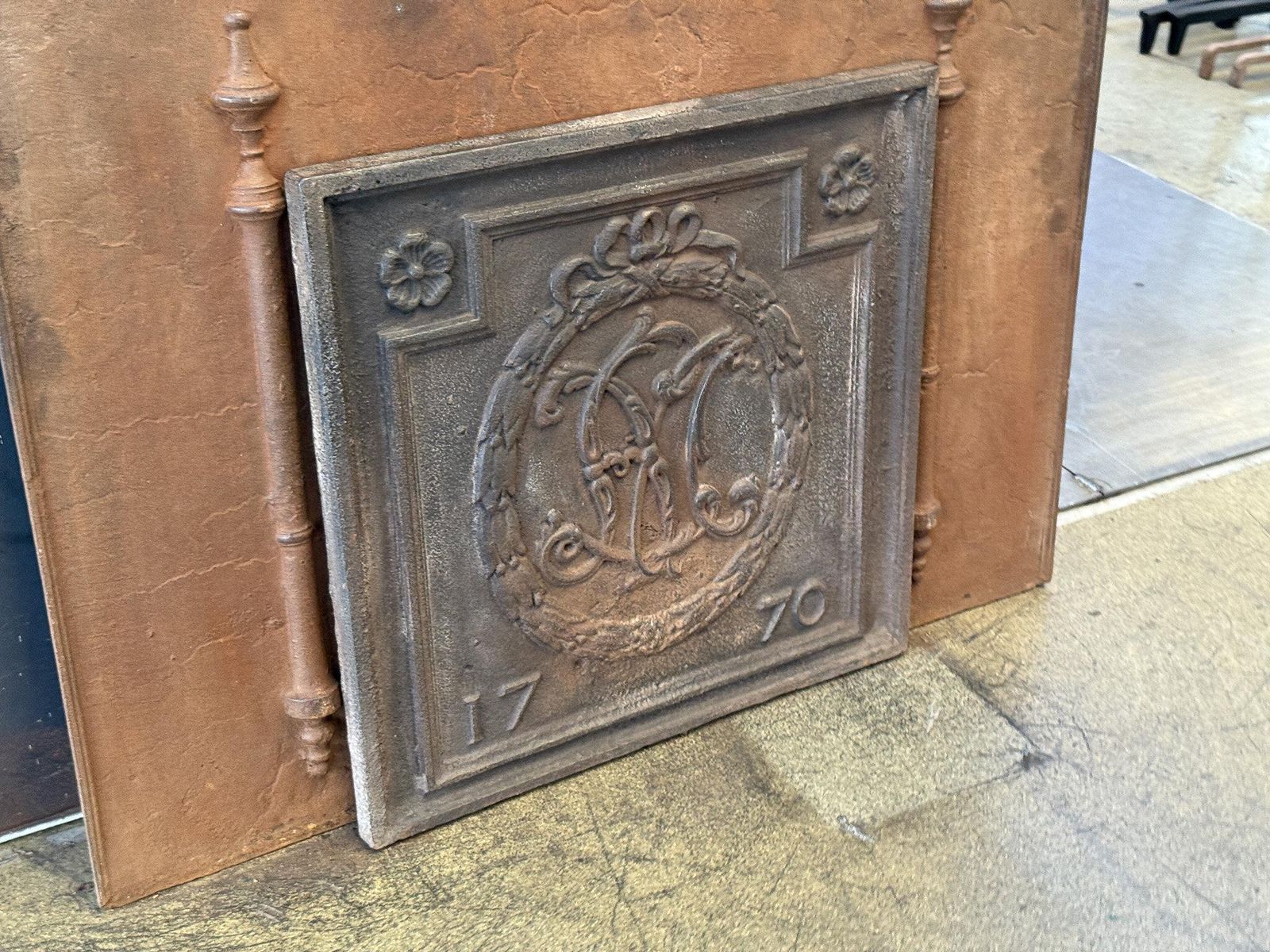 French 'Monogram' Fireback / Backsplash Louis XV Period, Dated 1770 photo Home Fixtures