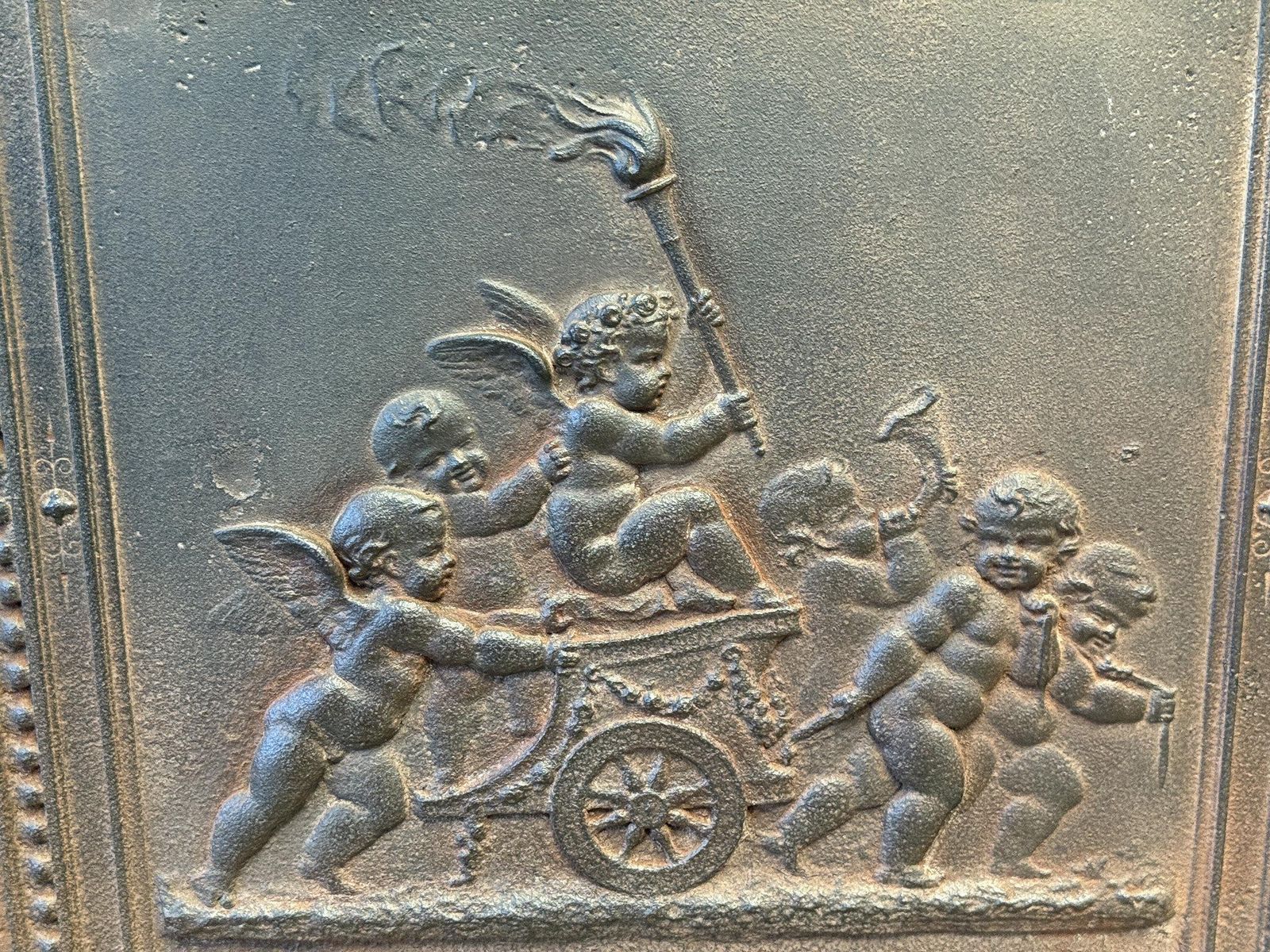 20th Century French Napoleon III Style 'Cupids' Fireback. photo buy
