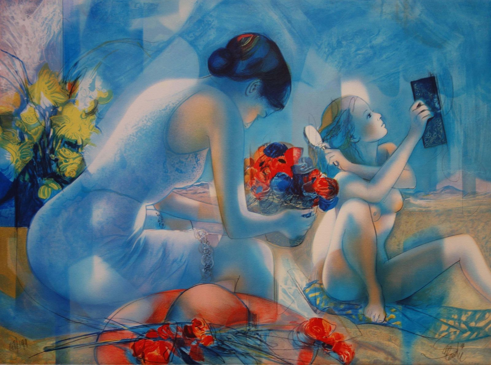 Jean Baptiste Valadieblue Wind : Mother & Child   Original Handsigned Lithograph   199ex