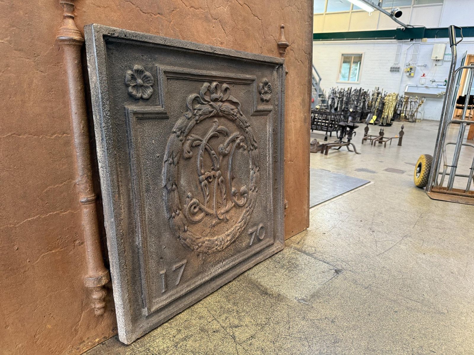 photo furniture French 'Monogram' Fireback / Backsplash Louis XV Period, Dated 1770