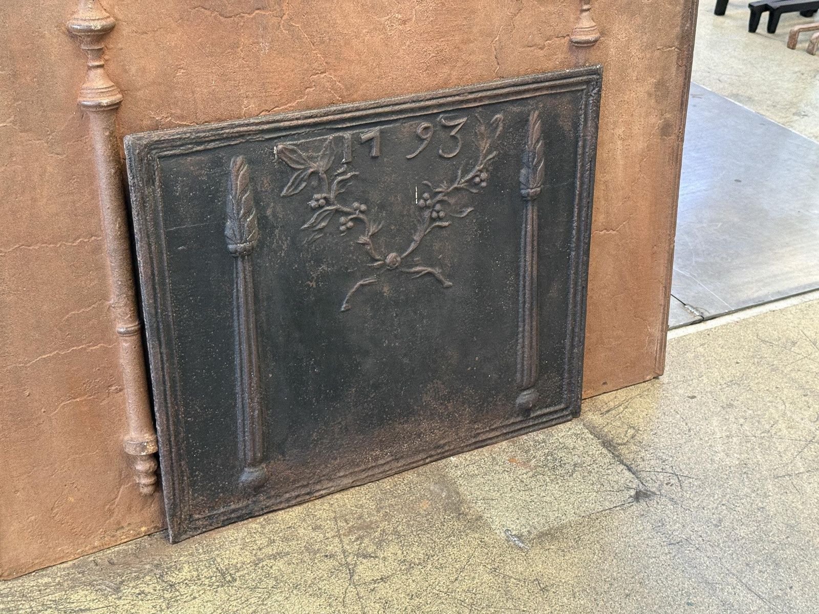 18th Century 'Pillars With Decoration' Fireback / Backsplash, France photo for sale
