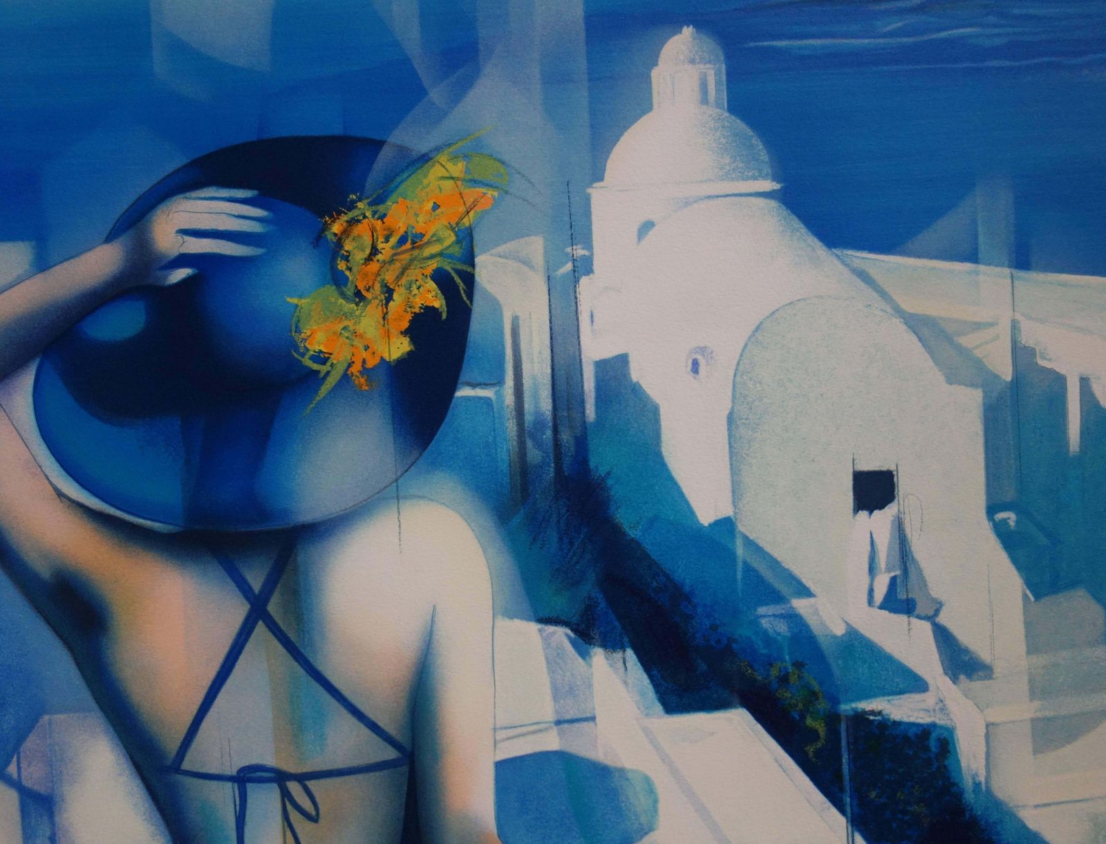 Jean Baptiste Valadiewhite Light Of Santorini   Original Handsigned Lithograph photo Art